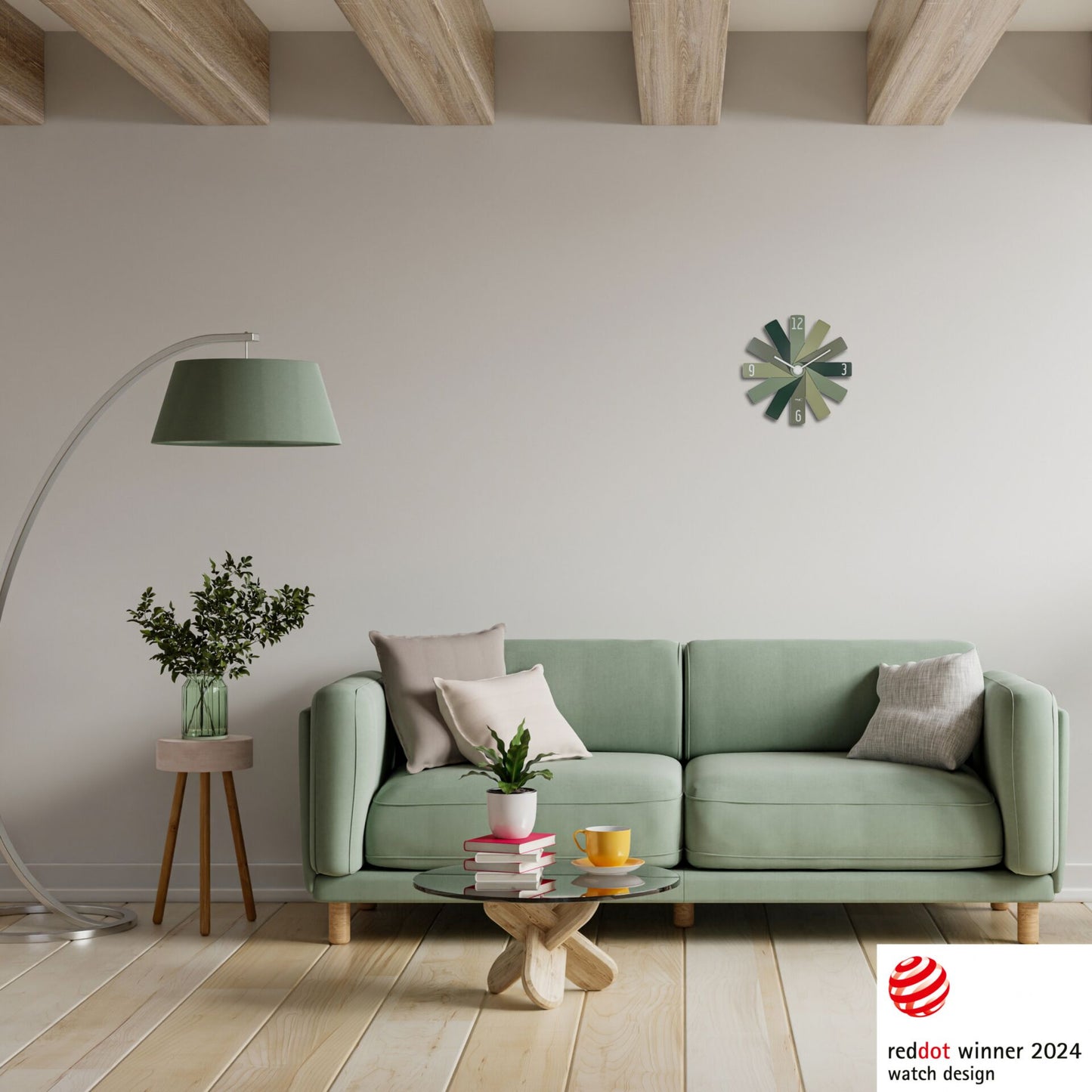 TFA Clock in the box grün Wanduhr