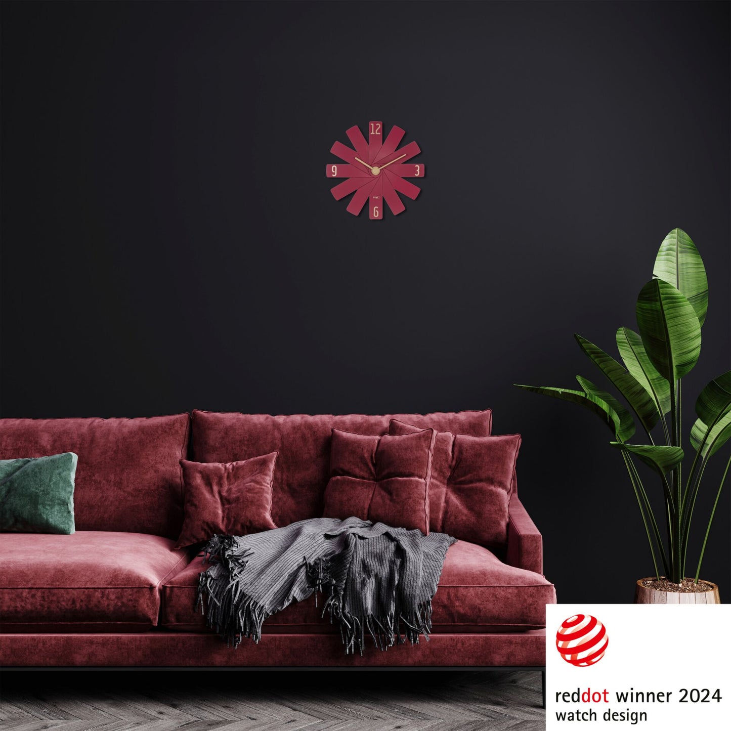 TFA Clock in the box  rot Wanduhr