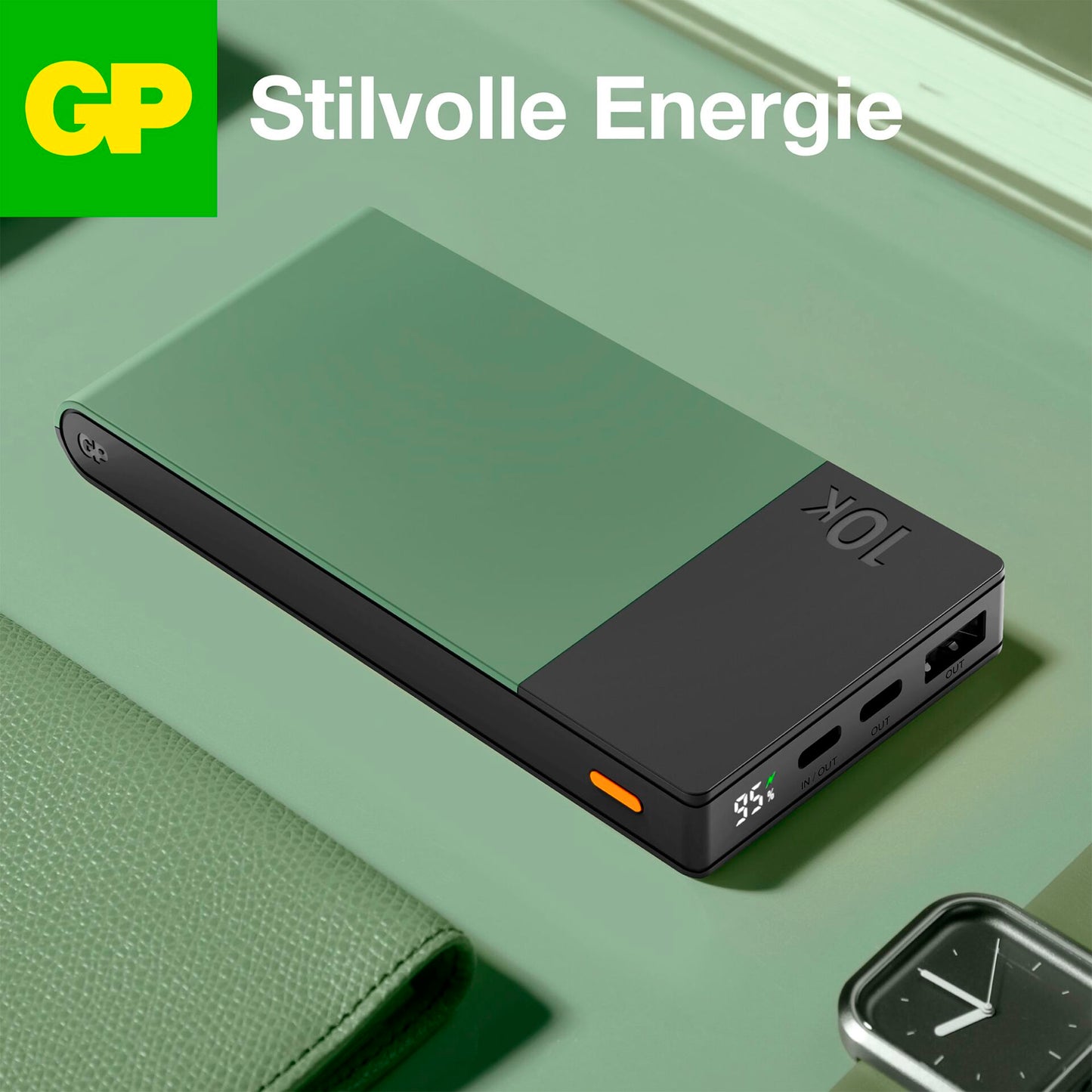 GP PowerBank M2+ 10C 10000mAh 2xUSB-C/1xUSB-A green LEDDisplay