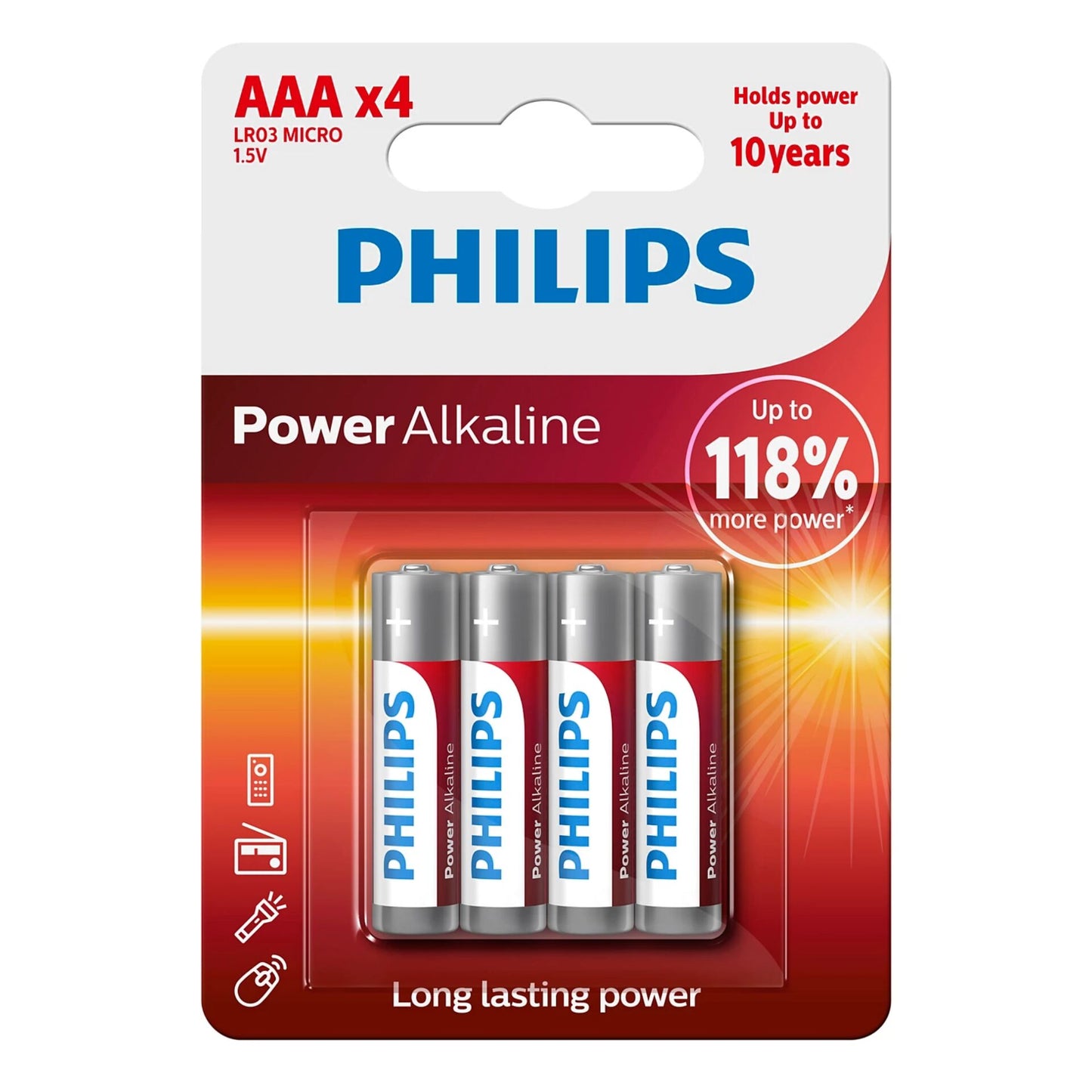 1x4 Philips Power Alkaline AAA Batterie