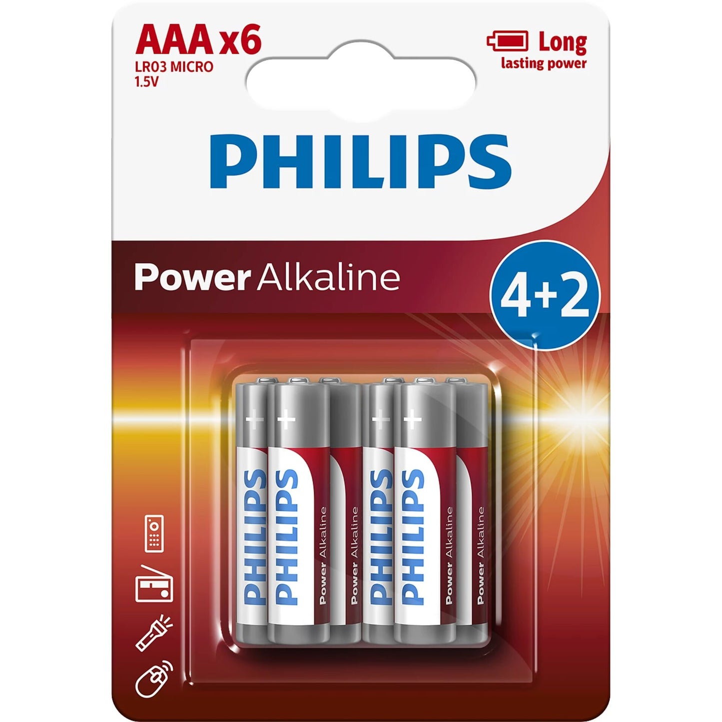 1x6 Philips Power Alkaline AAA Batterie Vorteilspack
