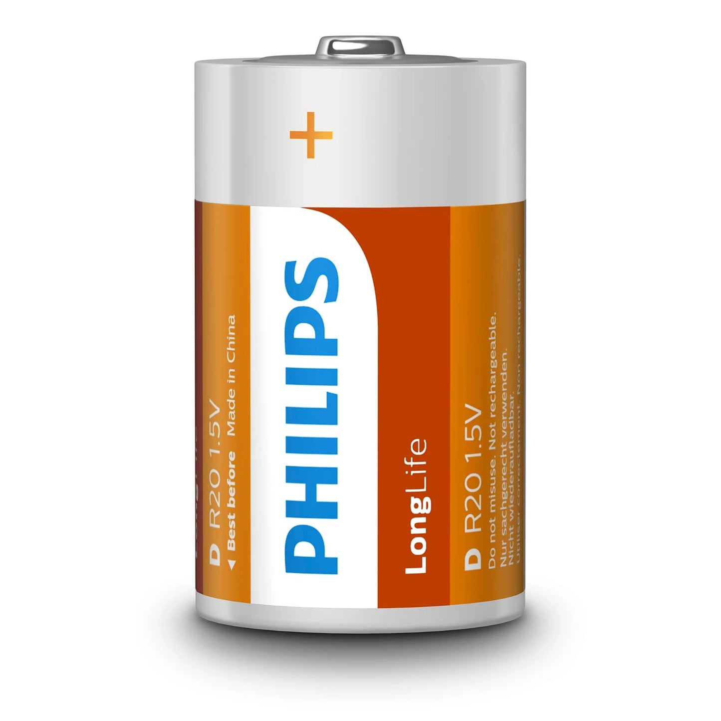 1x2 Philips LongLife D Batterie