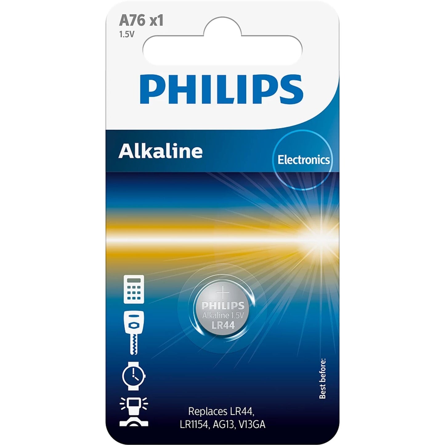 Philips Alkaline 1.5V Knopfzelle (LR44 / LR1154)