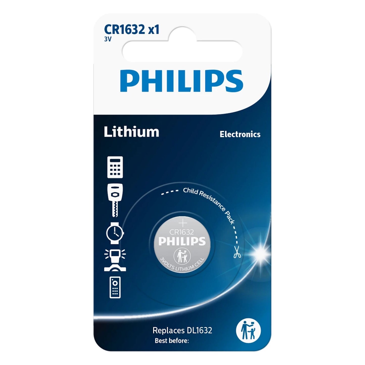 Philips Lithium 3.0V Knopfzelle CR1632