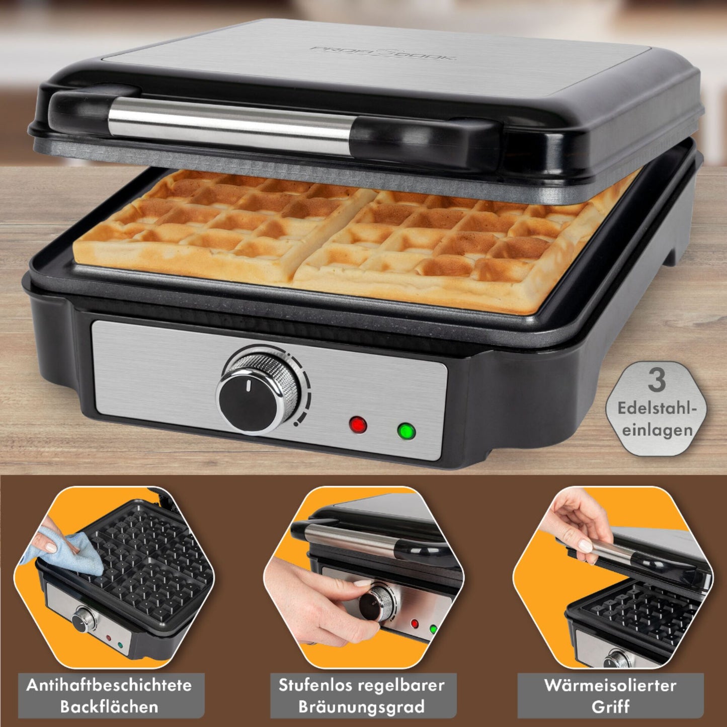 Proficook PC-WA 1241 inox Brüsseler Waffelautomat 4-fach