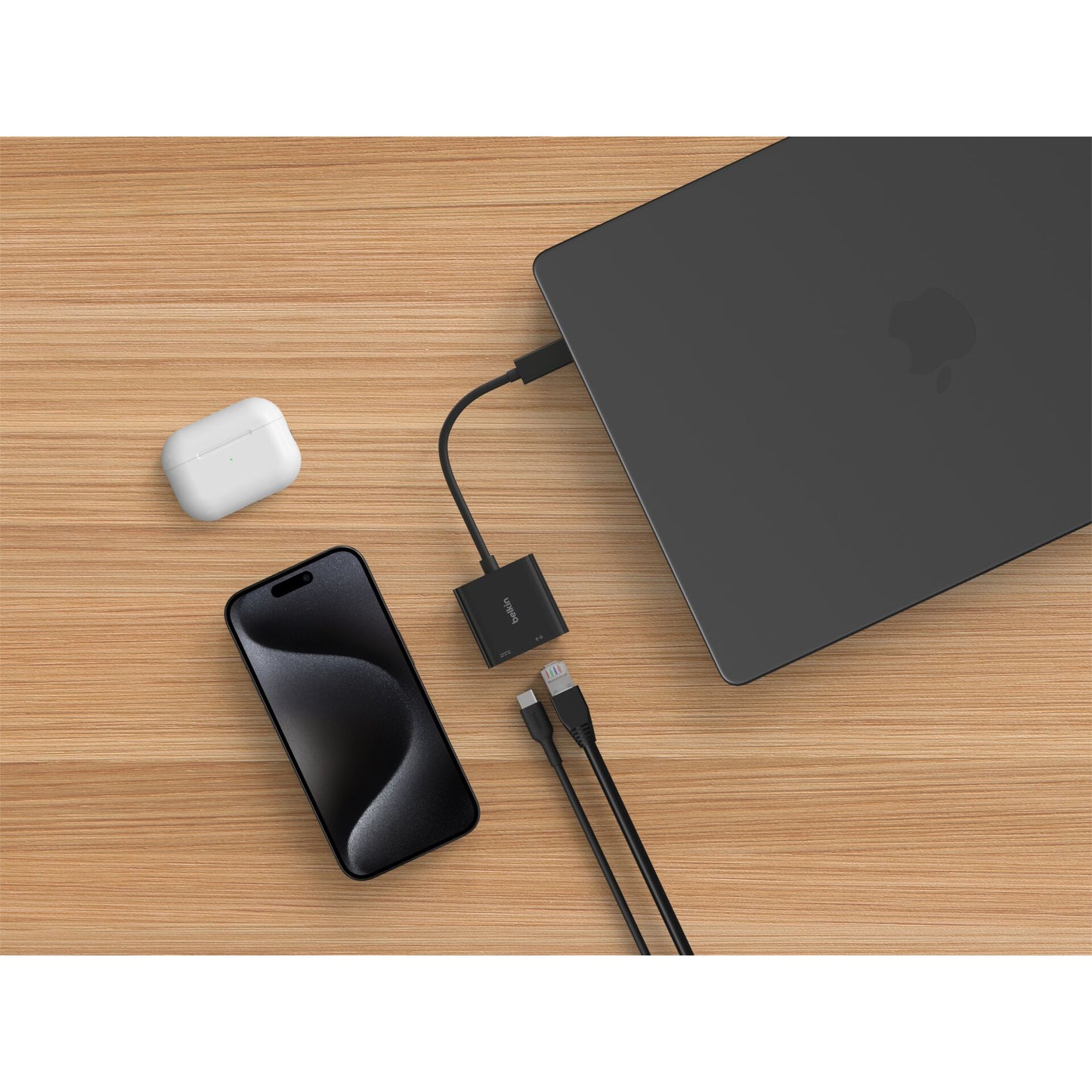 Belkin Connect USB-C Ethernet Adapter 100W PD black INC019btBK