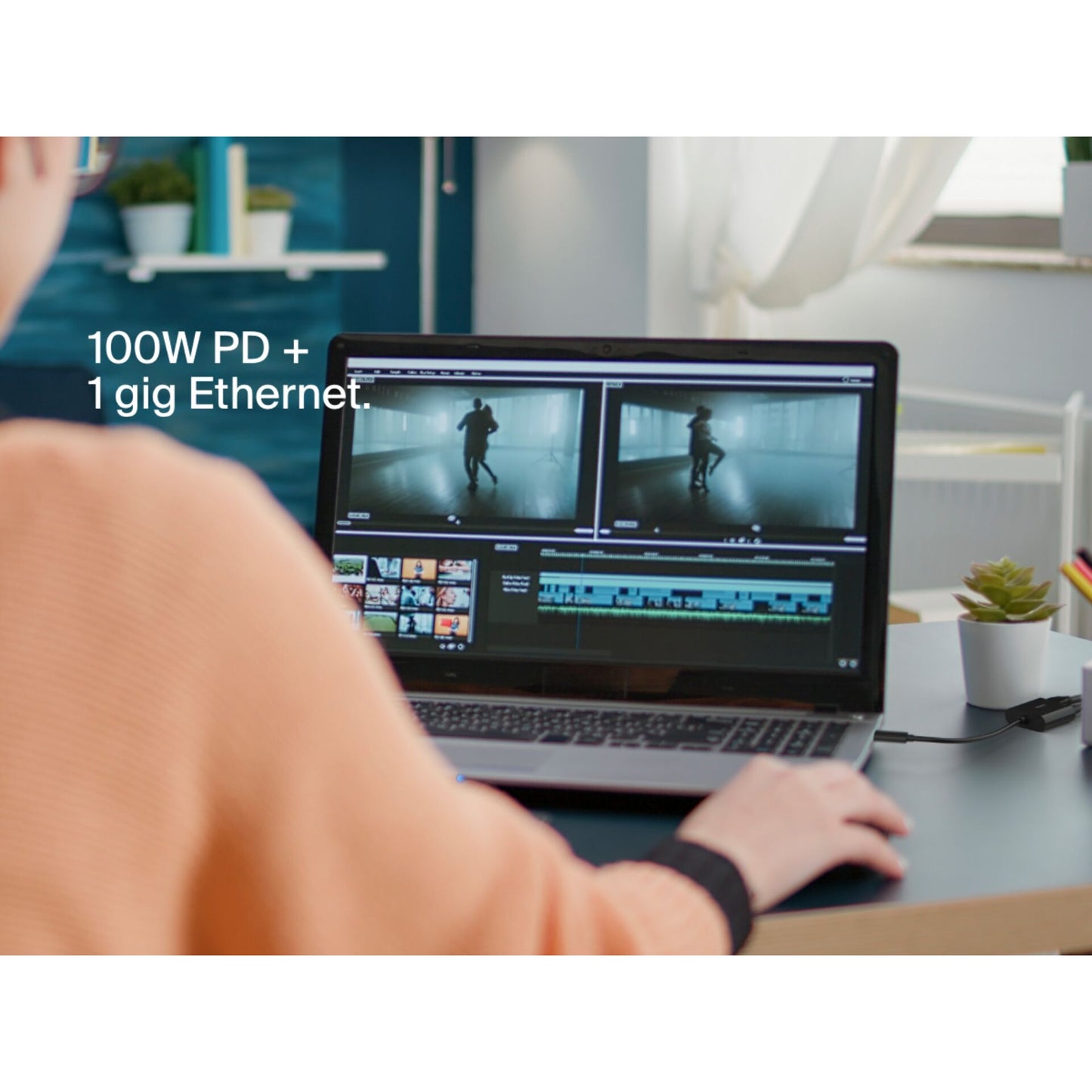 Belkin Connect USB-C Ethernet Adapter 100W PD black INC019btBK