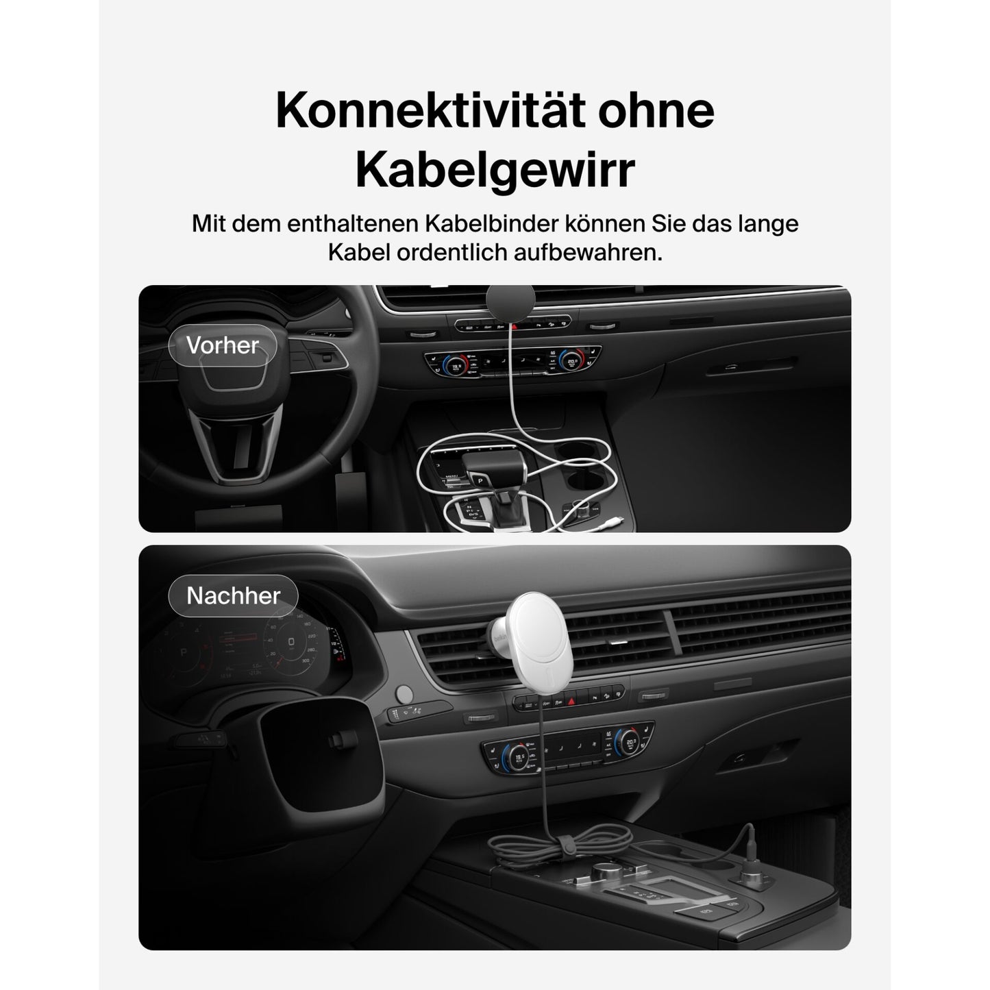 Belkin Magn.wireless Car Charger with Qi2 (15W), w/o power supply