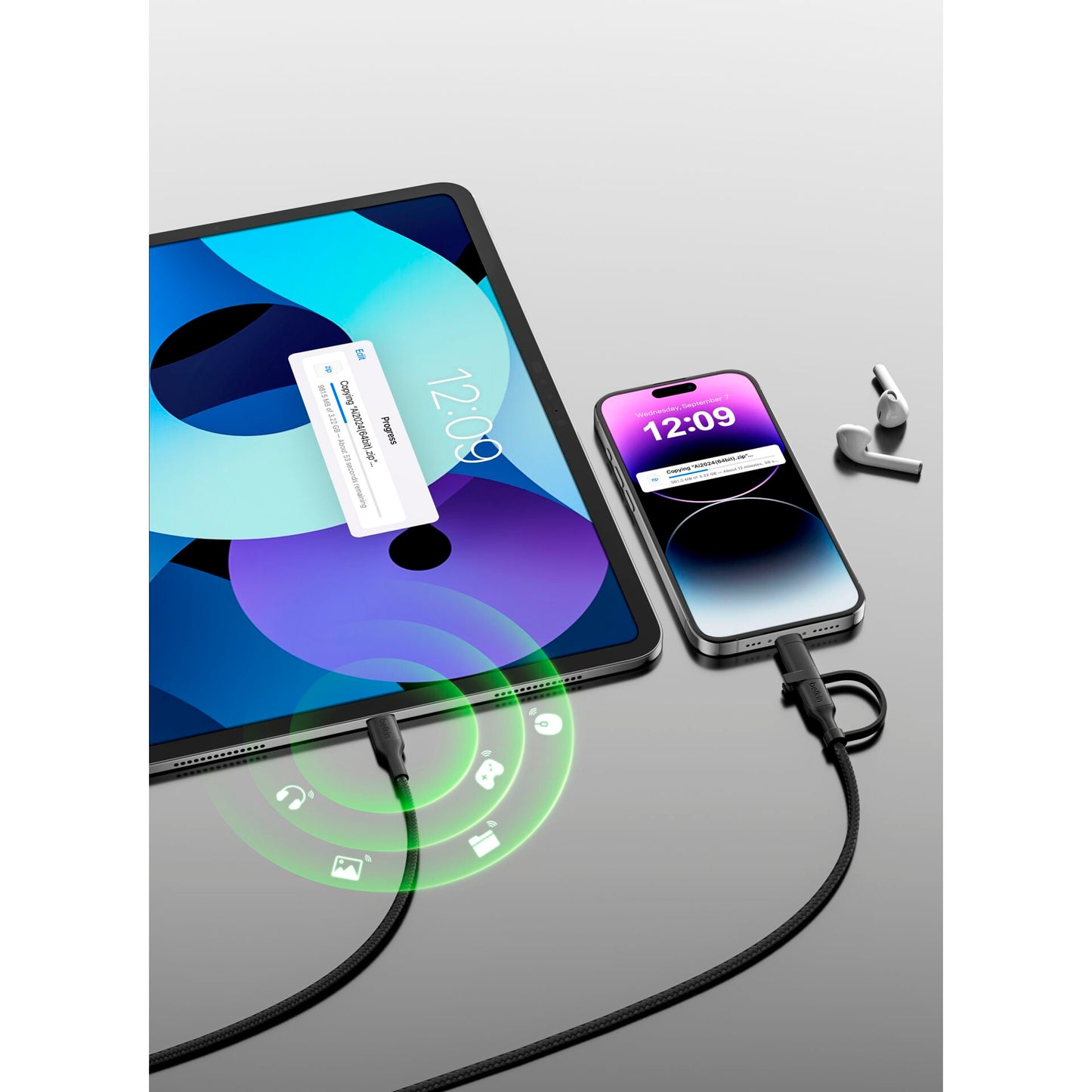 Belkin BOOST CHARGE 2-in-1 Cable USB-C/Lig.1,5m sw.CAC003hq1.5MBK