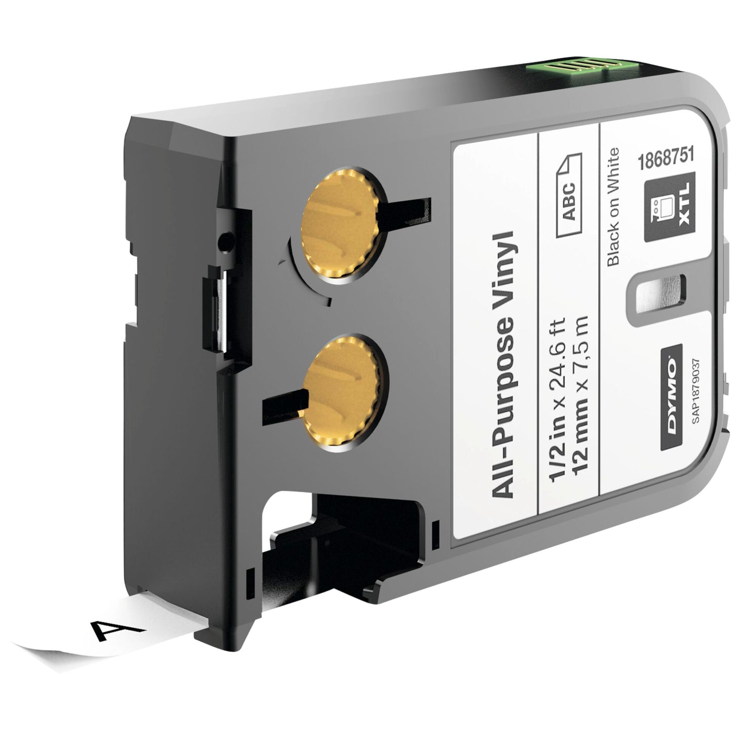 Dymo XTL All Purpose Tape Vinyl 12 mm x 7 m black to white