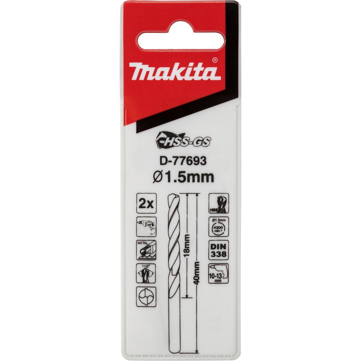 Makita Metallbohrer HSS-GS 1,5x40mm