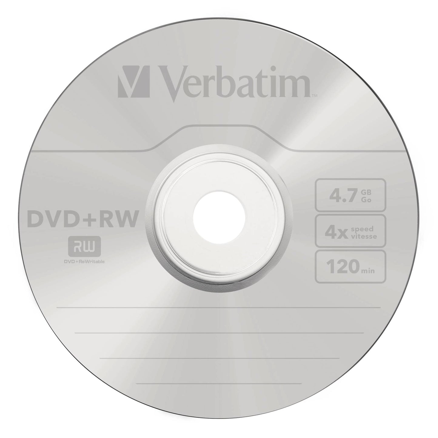 1x5 Verbatim DVD+RW 4,7GB 4x Speed, matt silver Jewel Case
