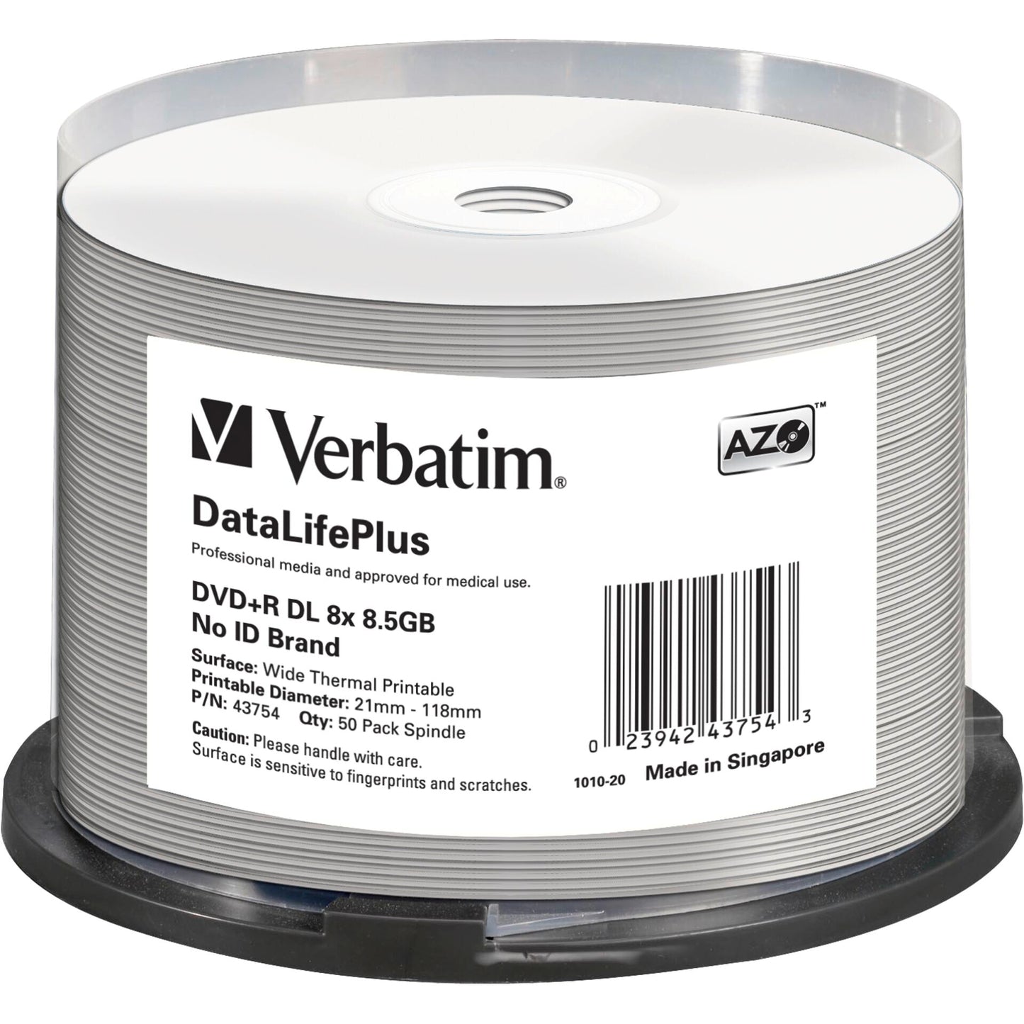 1x50 Verbatim DVD+R Double Layer 8x Speed 8,5GB thermal printable