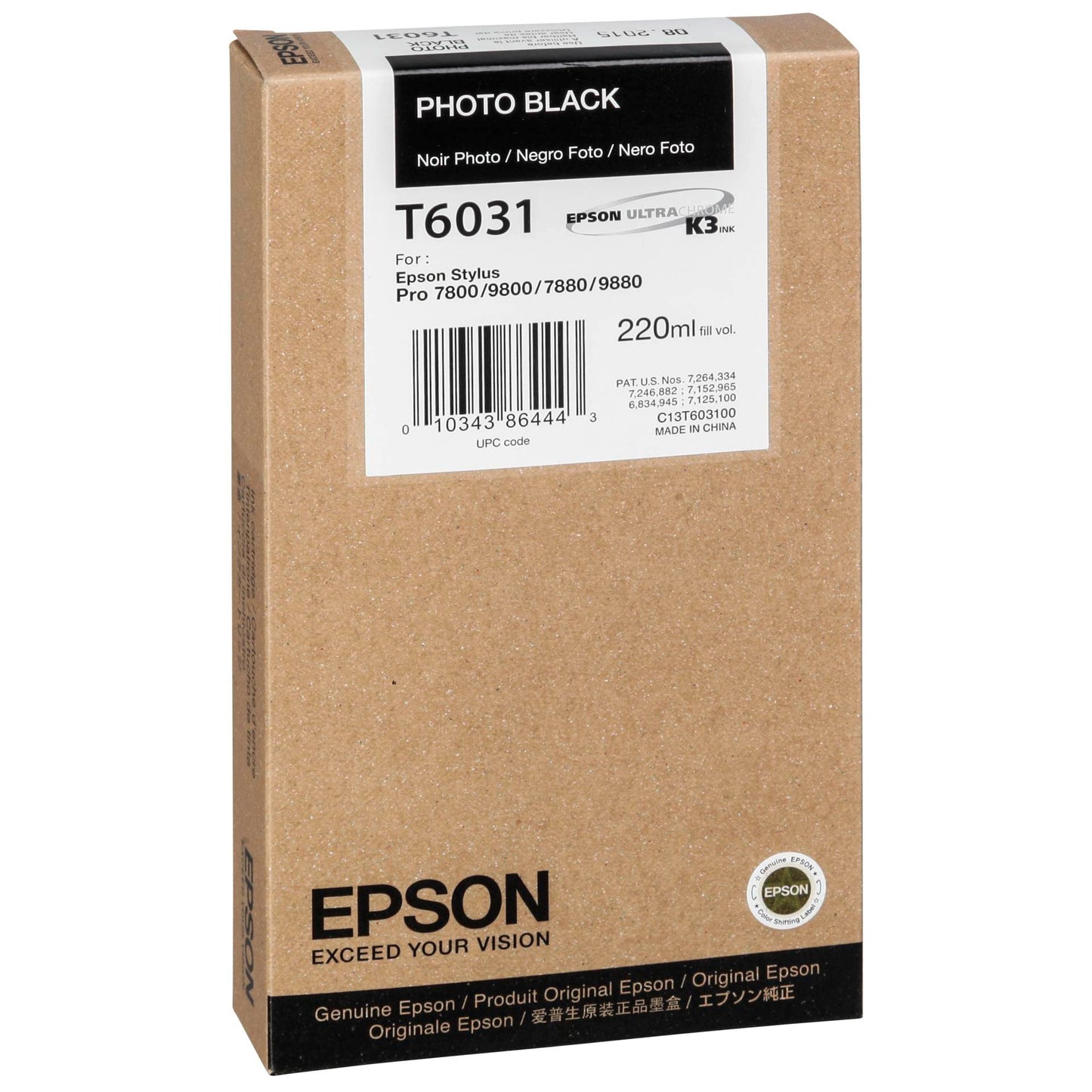 Epson ink cartridge photo black T 603 220 ml T 6031