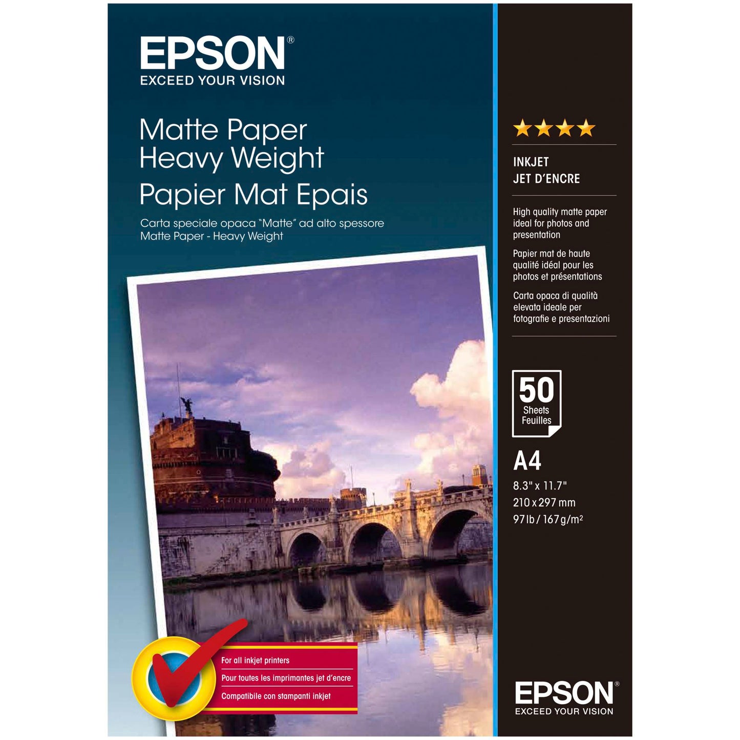 Epson Matte Paper Heavy Weight A4, 50 Sheet, 167g    S041256