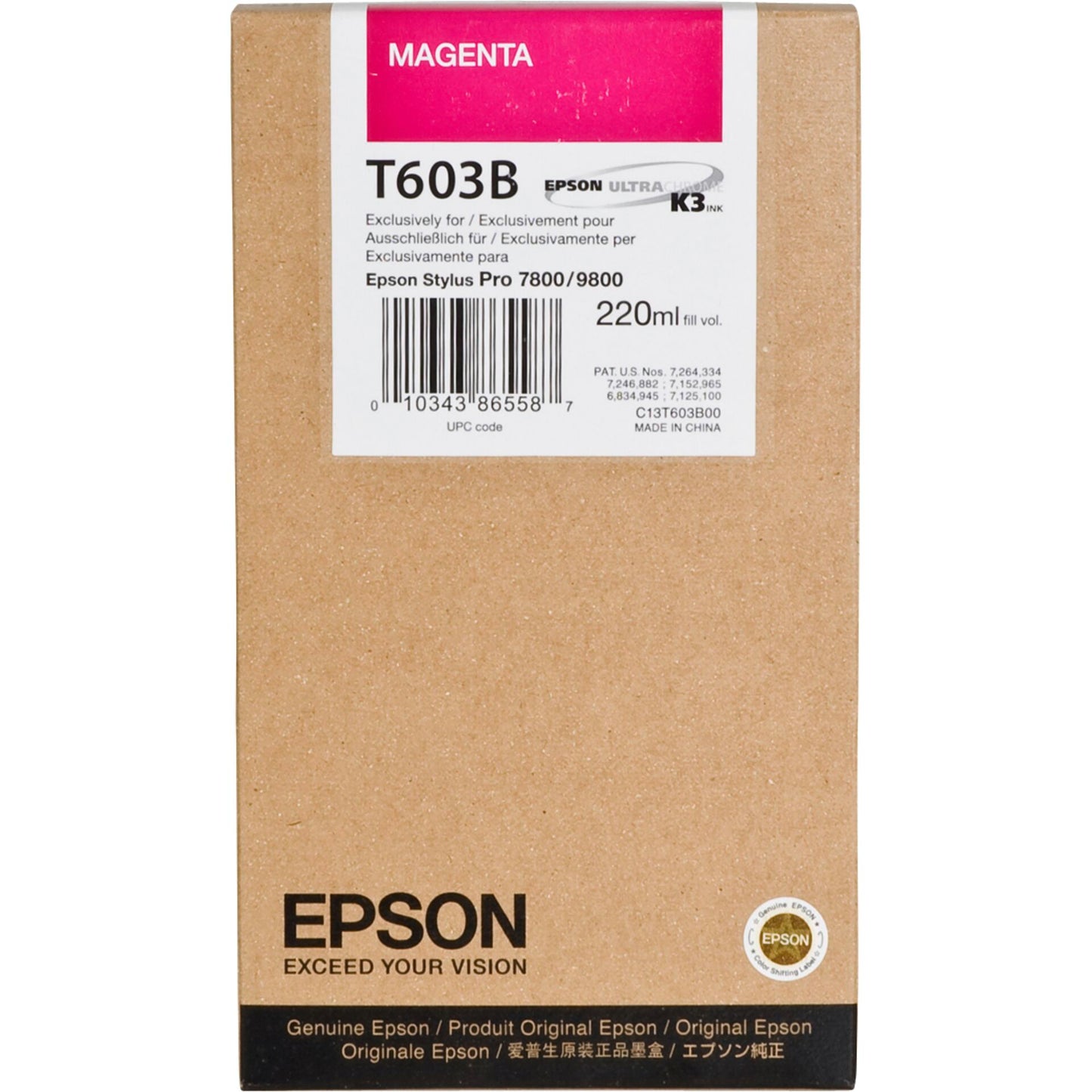 Epson ink cartridge magenta T 603 220 ml T 603B