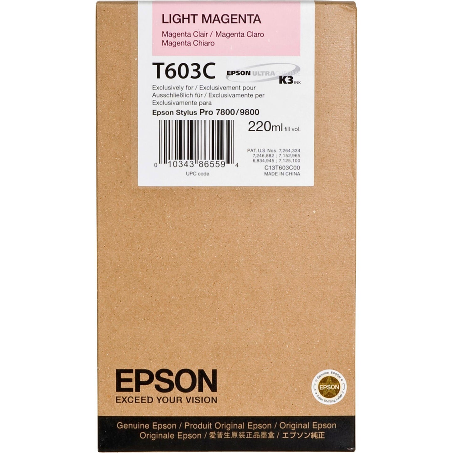 Epson ink cartridge light magenta T 603 220 ml T 603C