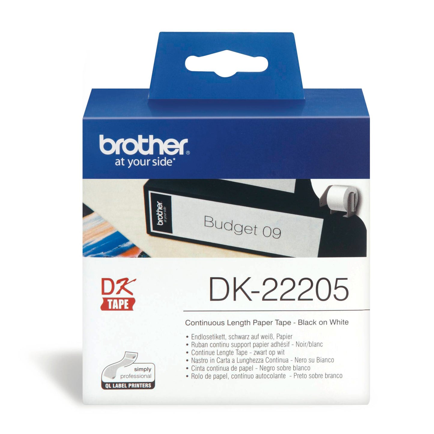 Brother Continuous Paper Tapes 6,2cmx30,5m white DK-22205