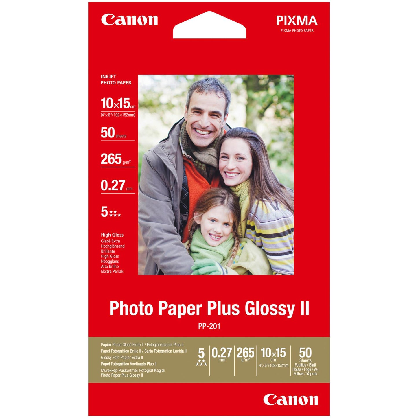Canon PP-201 10x15 cm, 50 Sheet Photo Paper Plus Glossy II 265 g