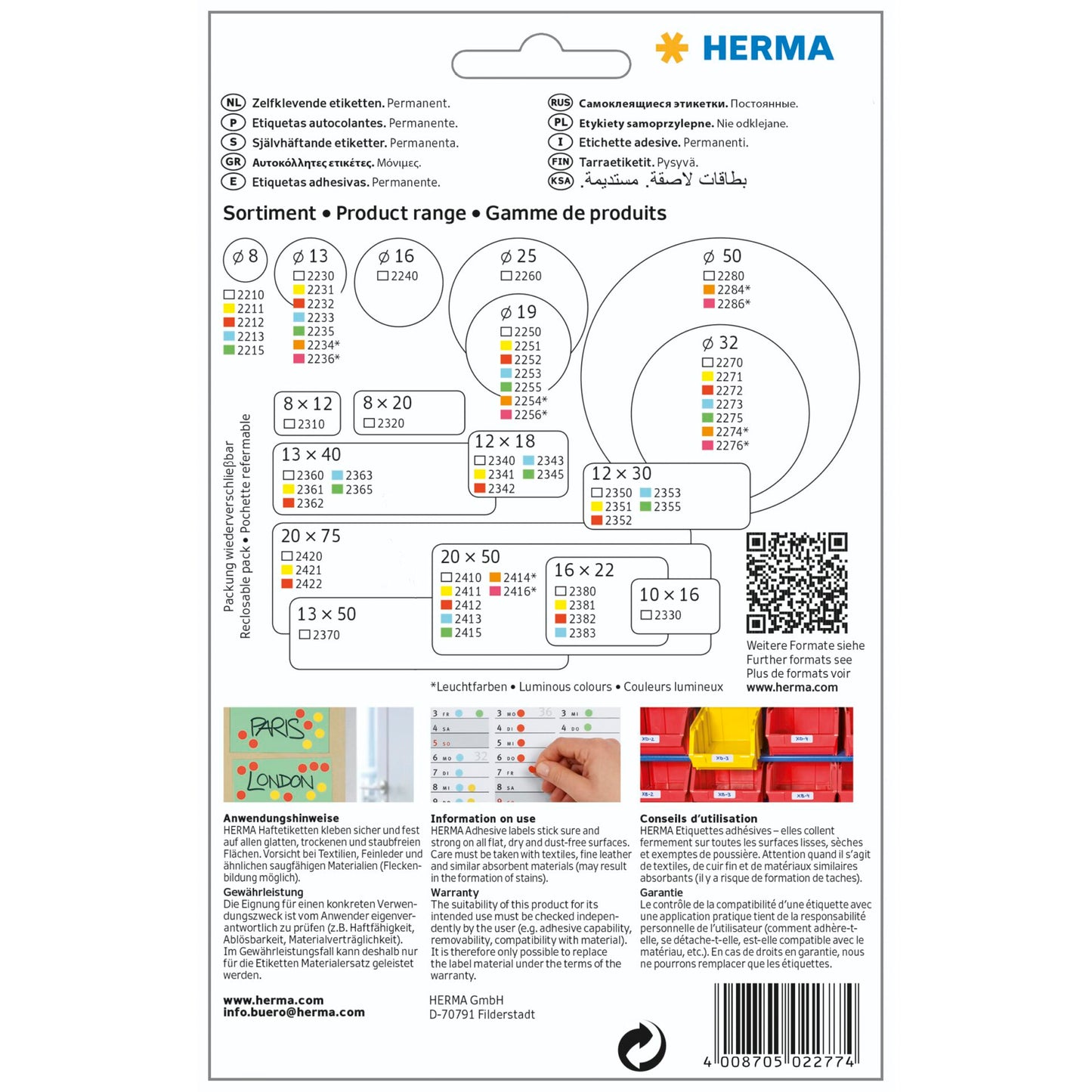 Herma Seal Labels transparent 32 16 Sheets 111x170 240 pcs. 2277