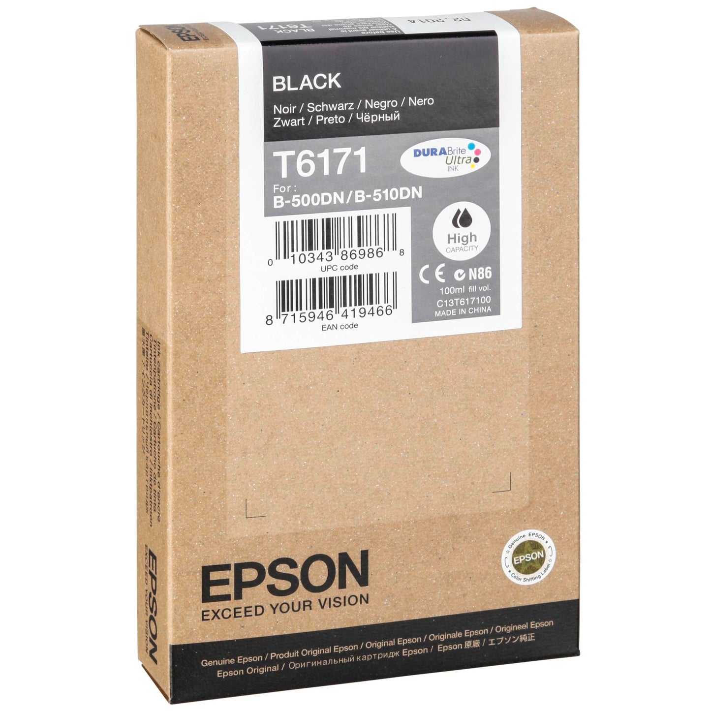 Epson ink cartridge black T 617 High Cap. 100 ml T 6171