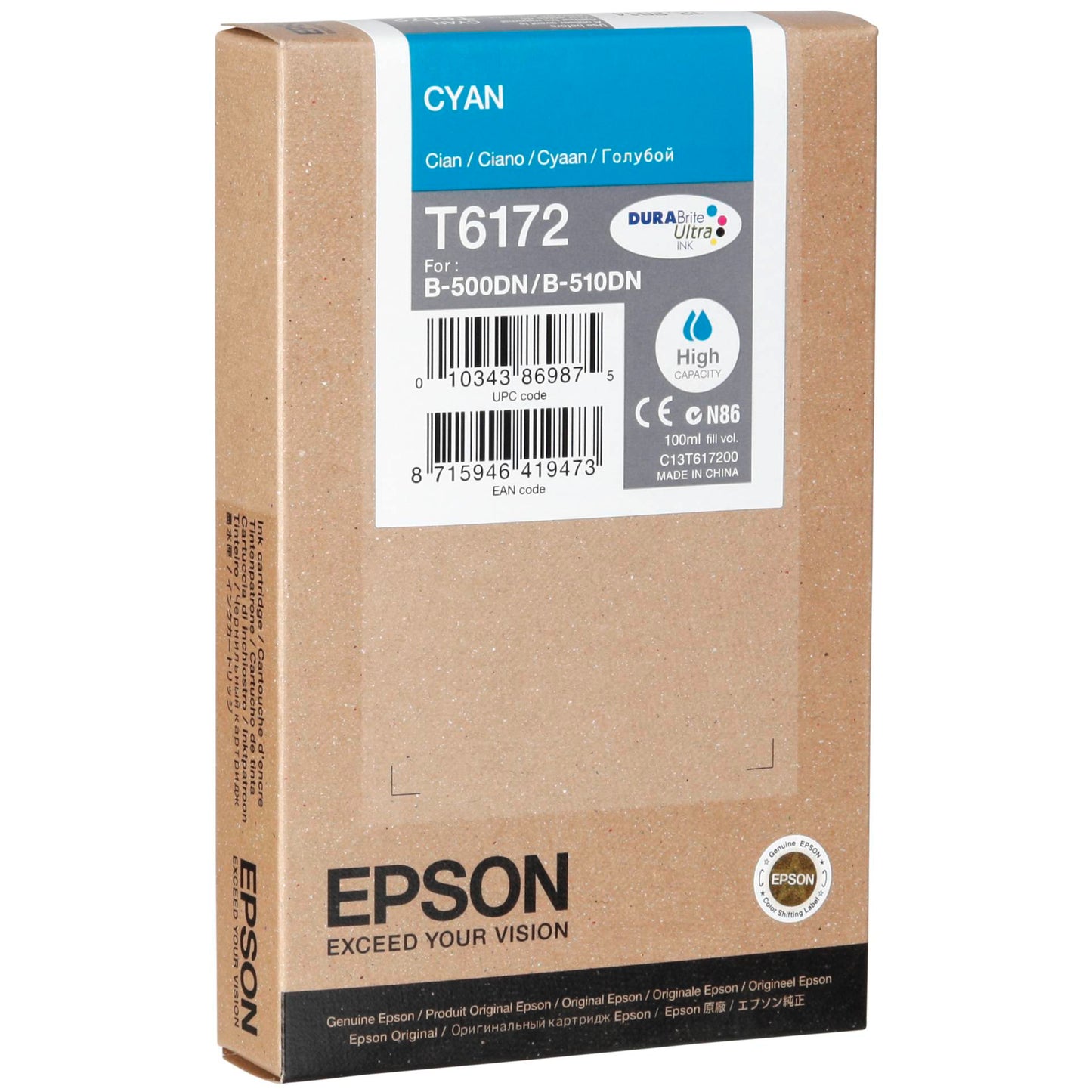 Epson ink cartridge cyan T 617 High Cap. 100 ml T 6172