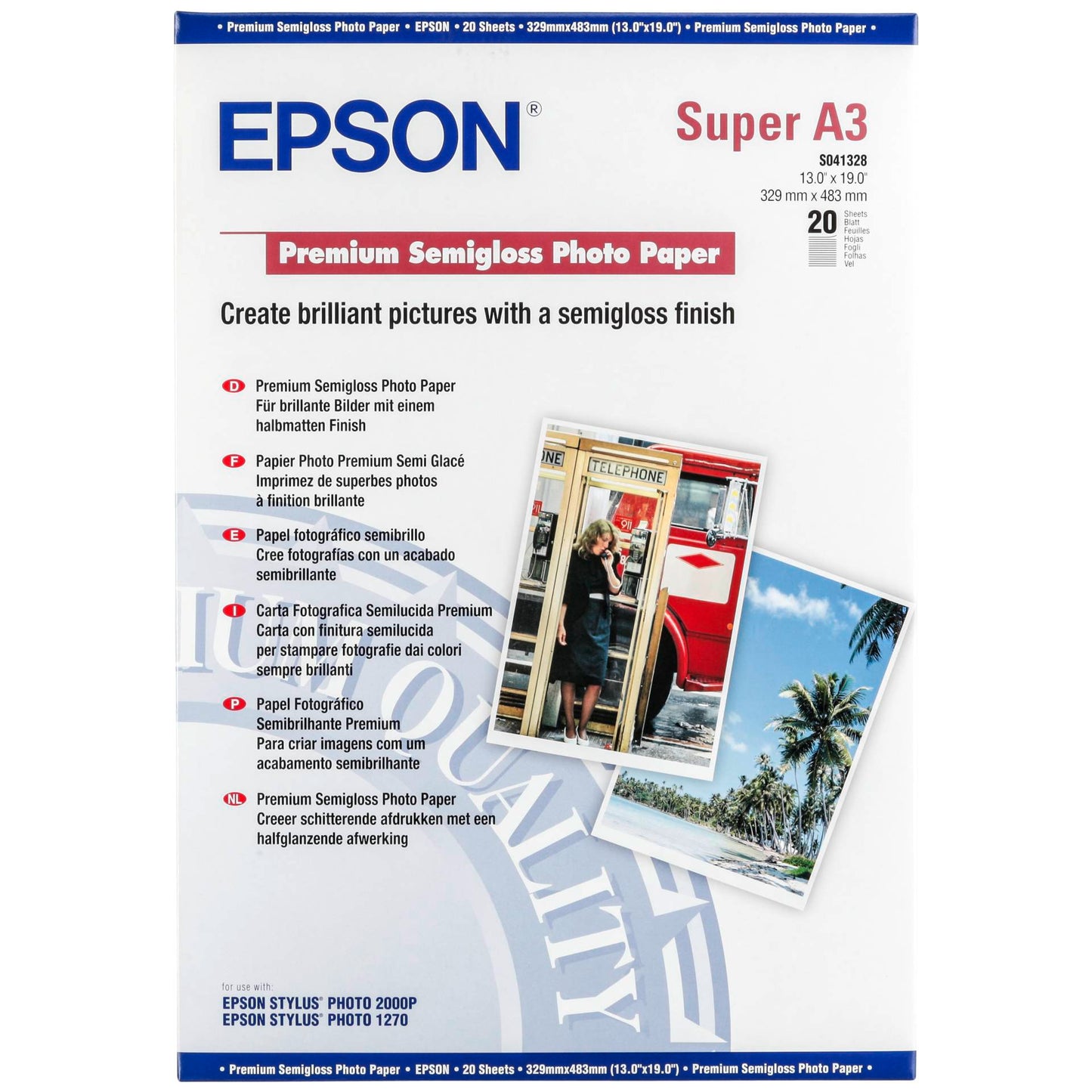 Epson Premium Semigloss Photo A3+, 20 Sheet, 251g S041328