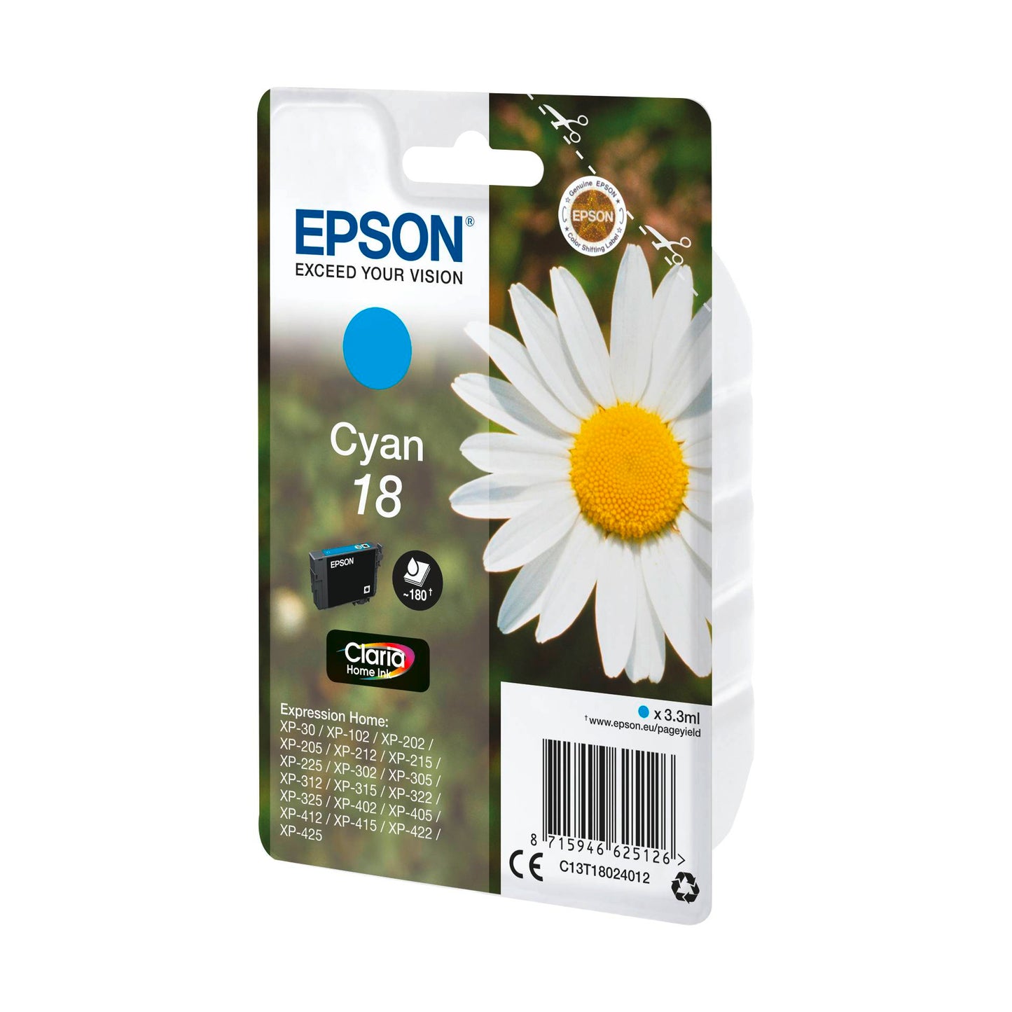 Epson ink cartridge cyan Claria Home T 180 T 1802