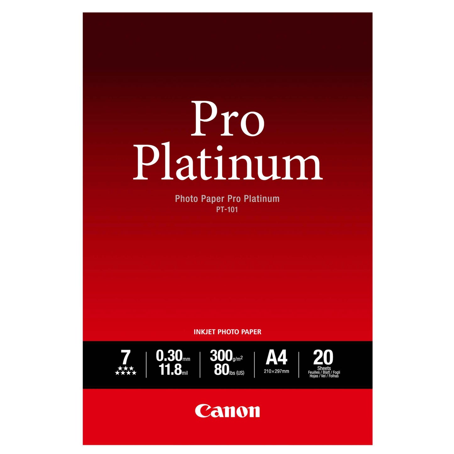 Canon PT-101 A 4, 20 sheet Photo Paper Pro Platinum 300 g