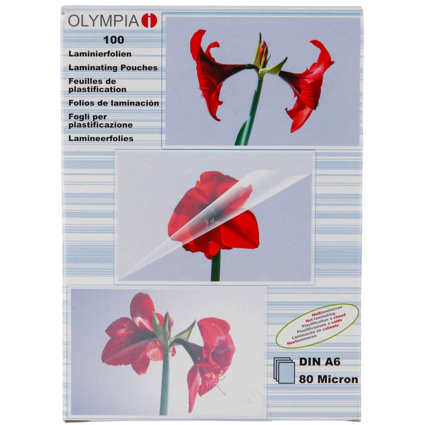 1x100 Olympia Laminating pouches DIN A6 80 micron 9168