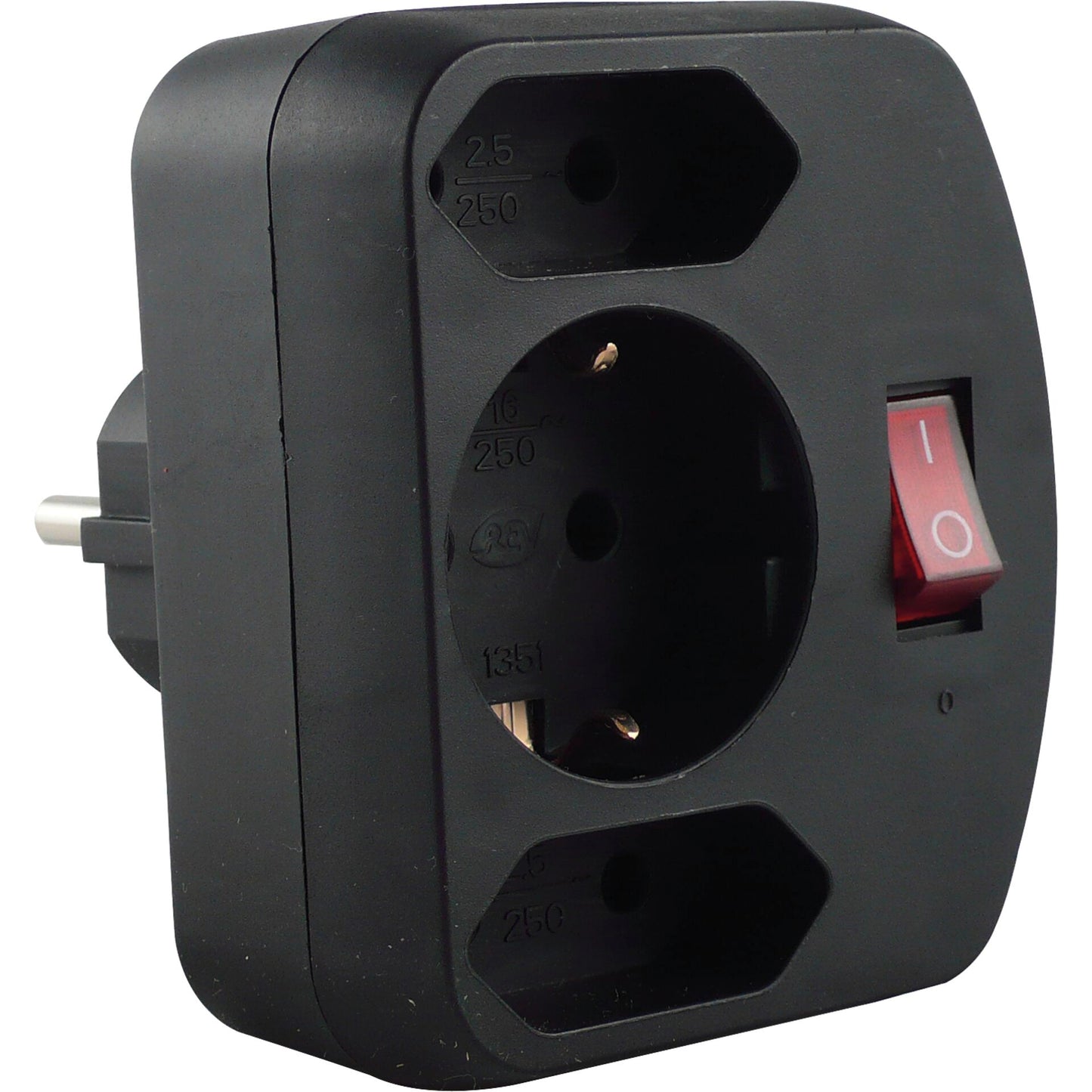 REV 3-fold Adapter w. switch black