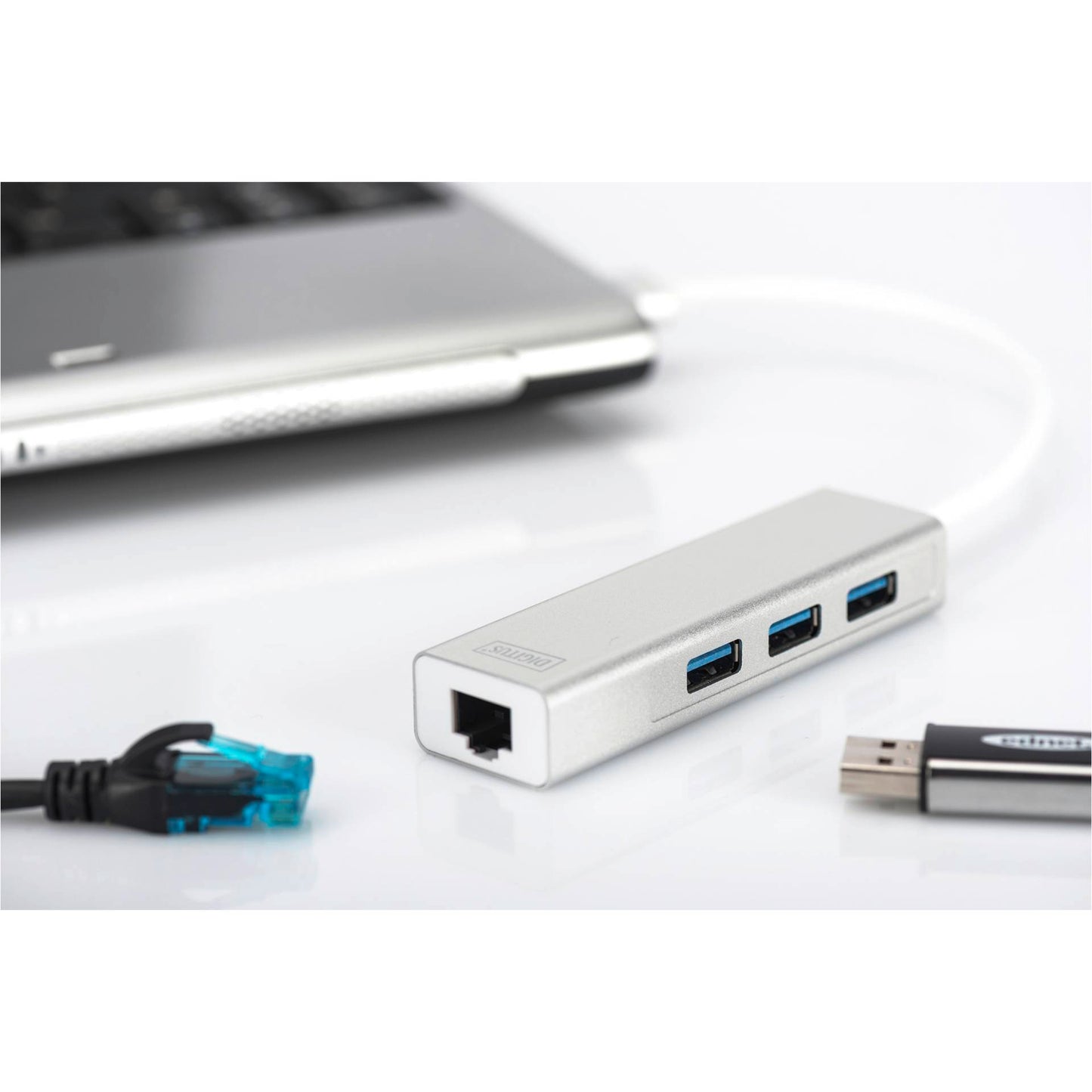 DIGITUS USB 3.0 3-Port Hub & Gigabit LAN-Adapter