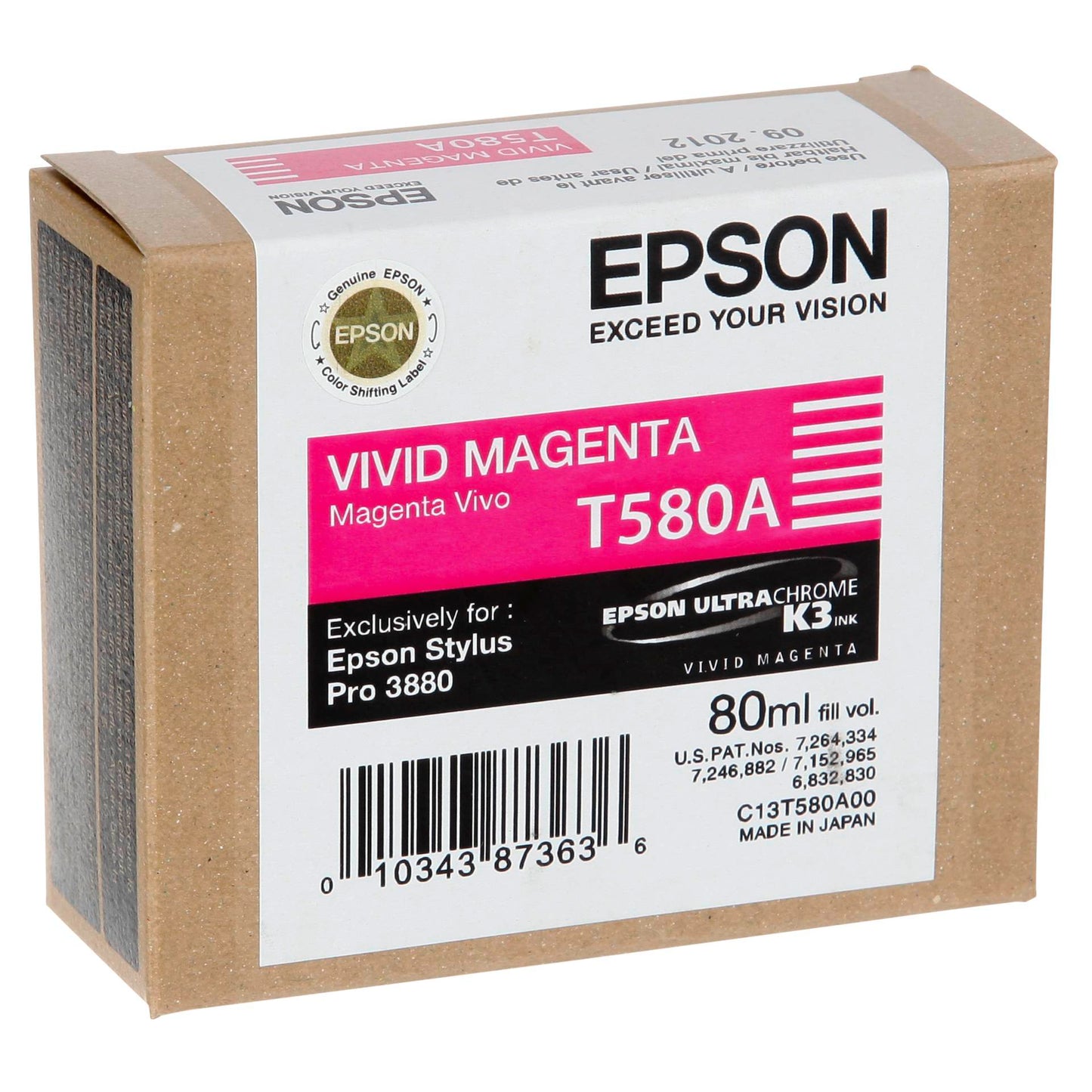 Epson ink cartridge vivid magenta T 580 80 ml T 580A