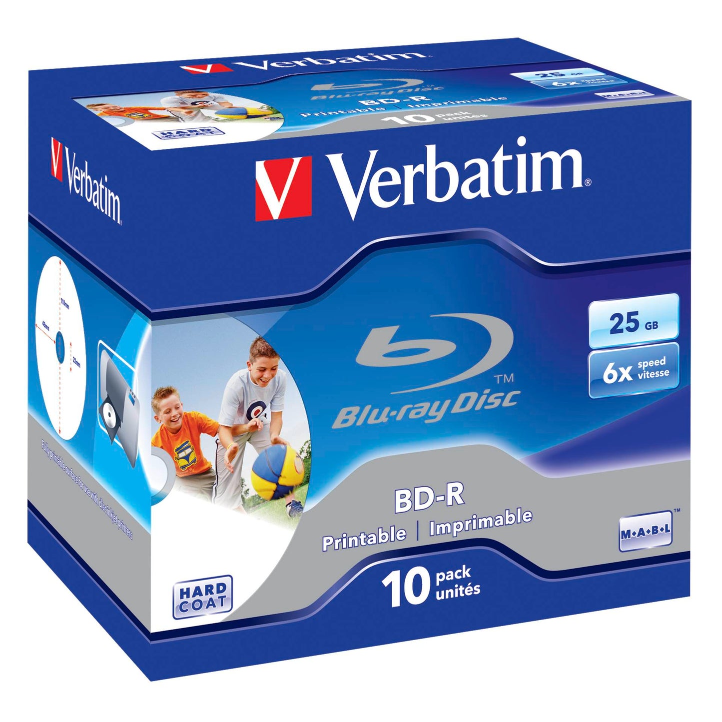 1x10 Verbatim BD-R Blu-Ray 25GB 6x Speed, printable, Jewel Case