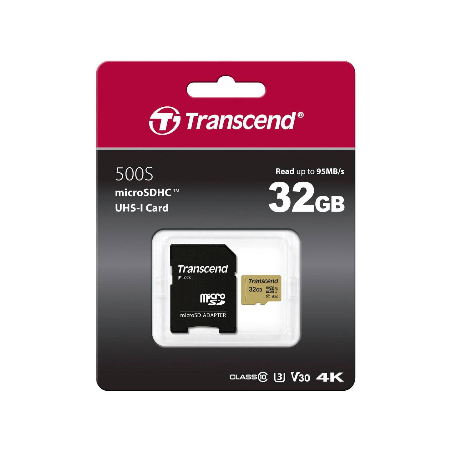 Transcend microSDHC 500S 32GB Class 10 UHS-I U3 V30 + Adapter