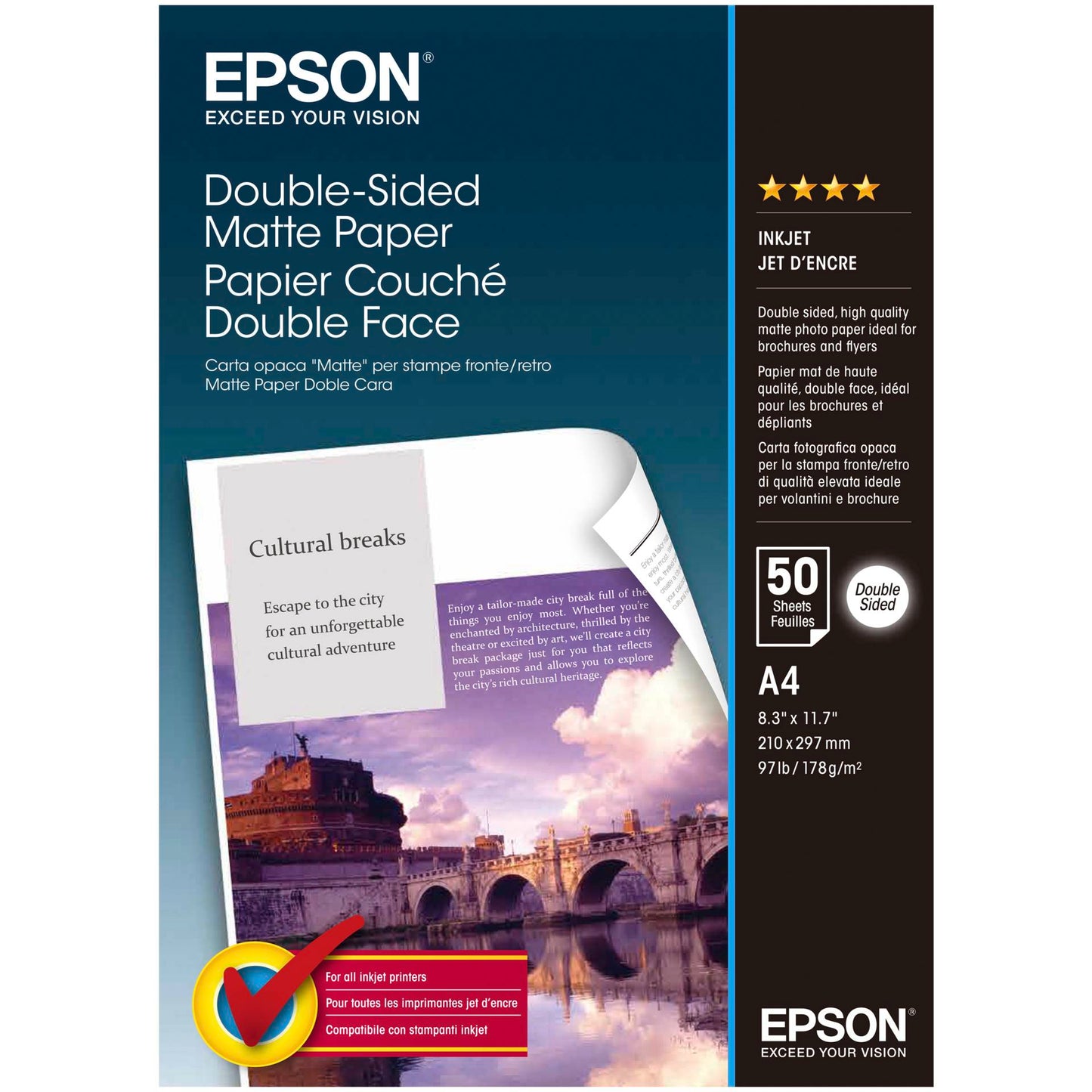 Epson Double Side Matte Paper A4, 50 Sheet, 178g    S041569