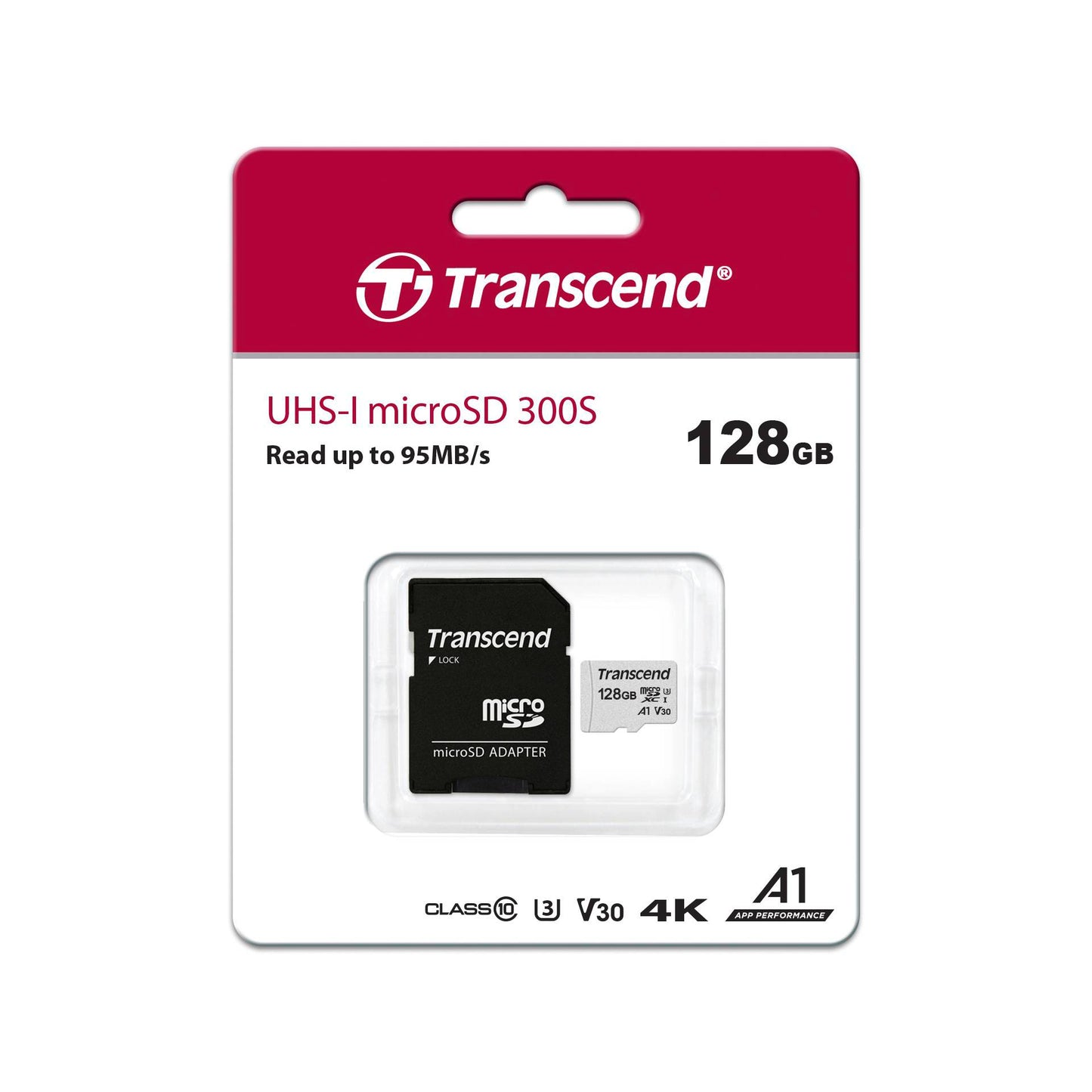 Transcend microSDXC 300S-A 128GB Class 10 UHS-I U3 V30 A1
