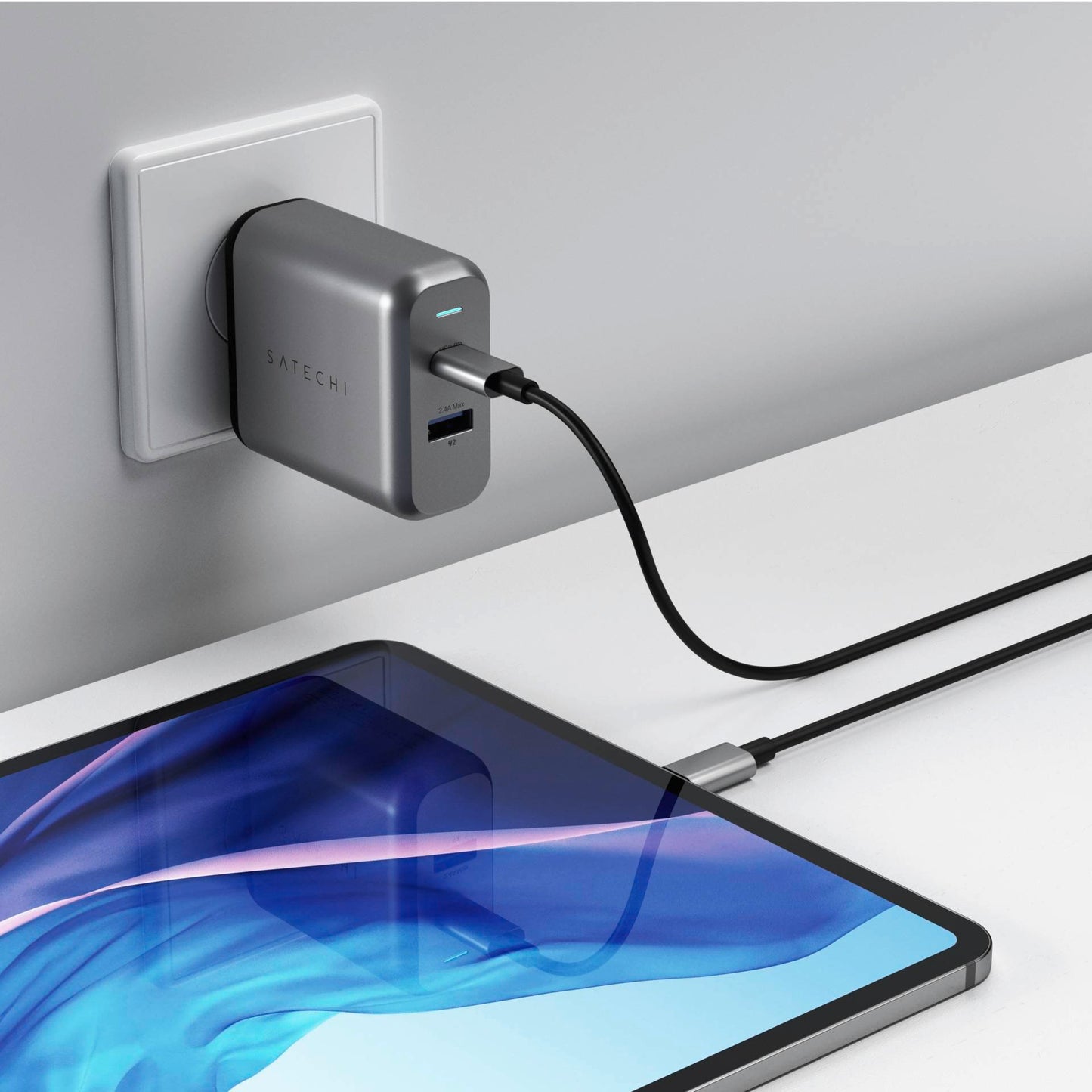 Satechi 30W Dual Port Wall Charger space gray