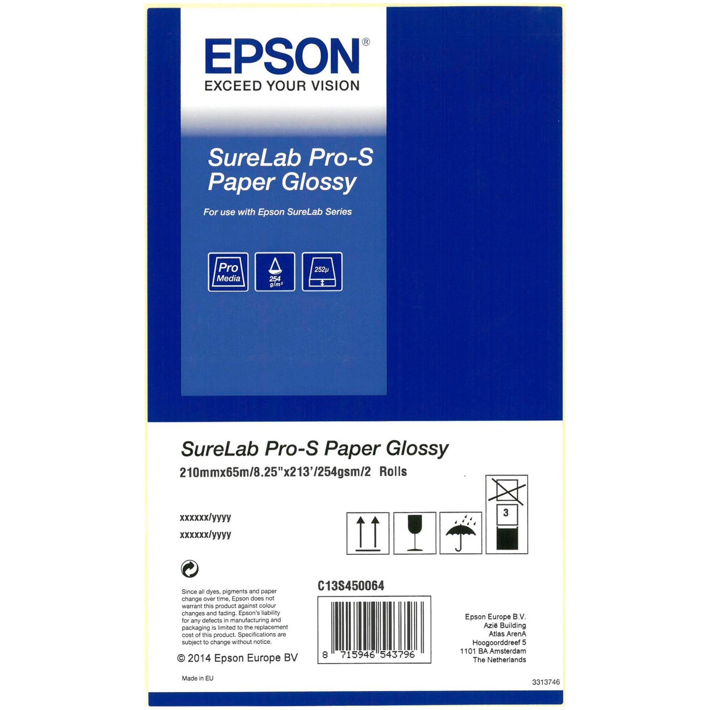 1x2 Epson SureLab Pro-S Paper Glossy A4 x 65 m 252 g