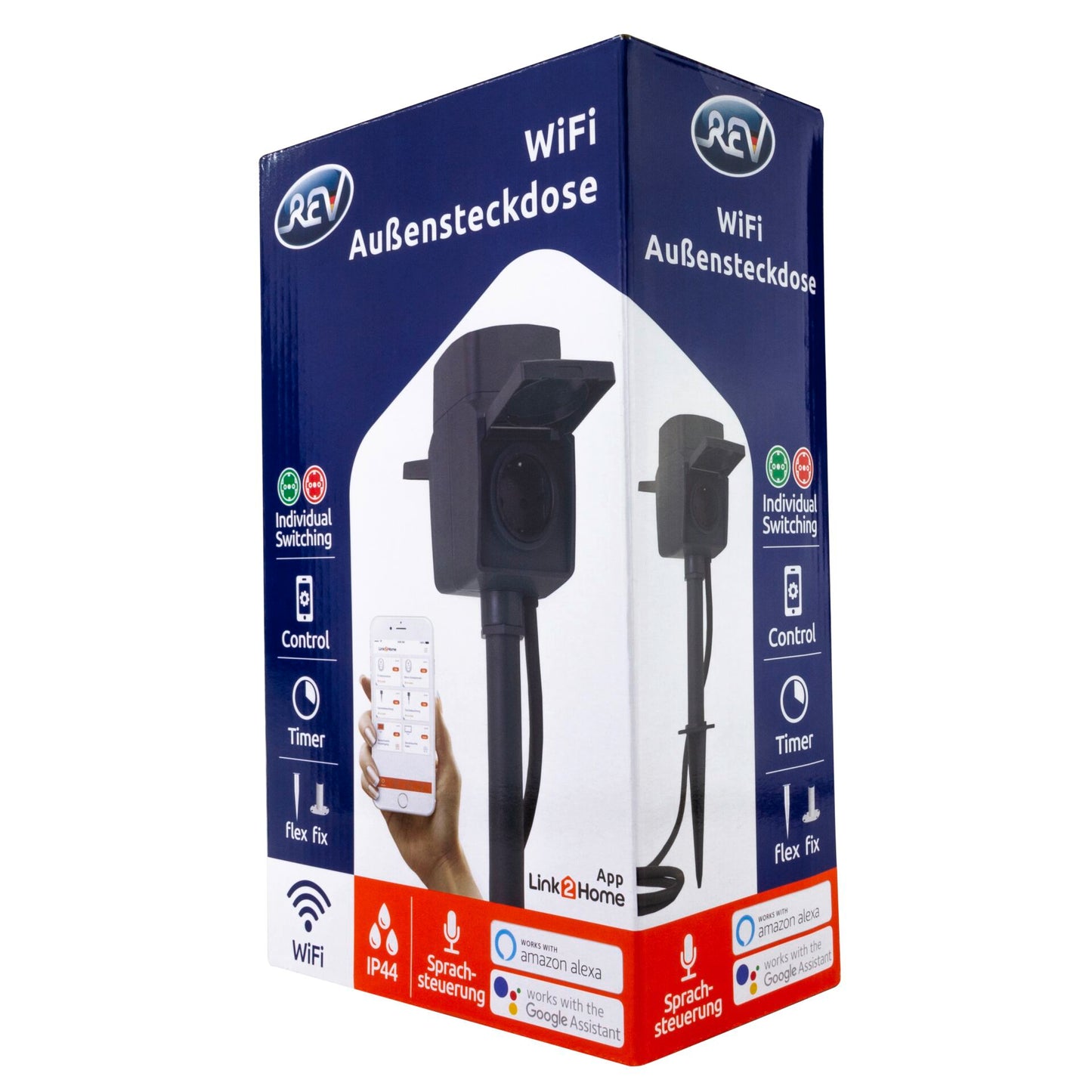 REV Link2Home Außen-Steckdose m Erdspieß 2-fold