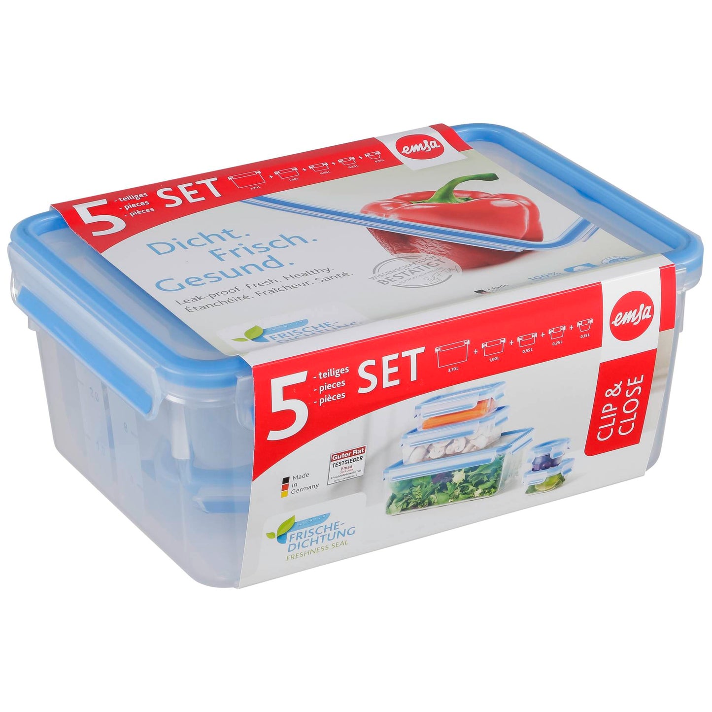 Emsa Food Clip&Close 508568 5 pcs. Set transparent/blue