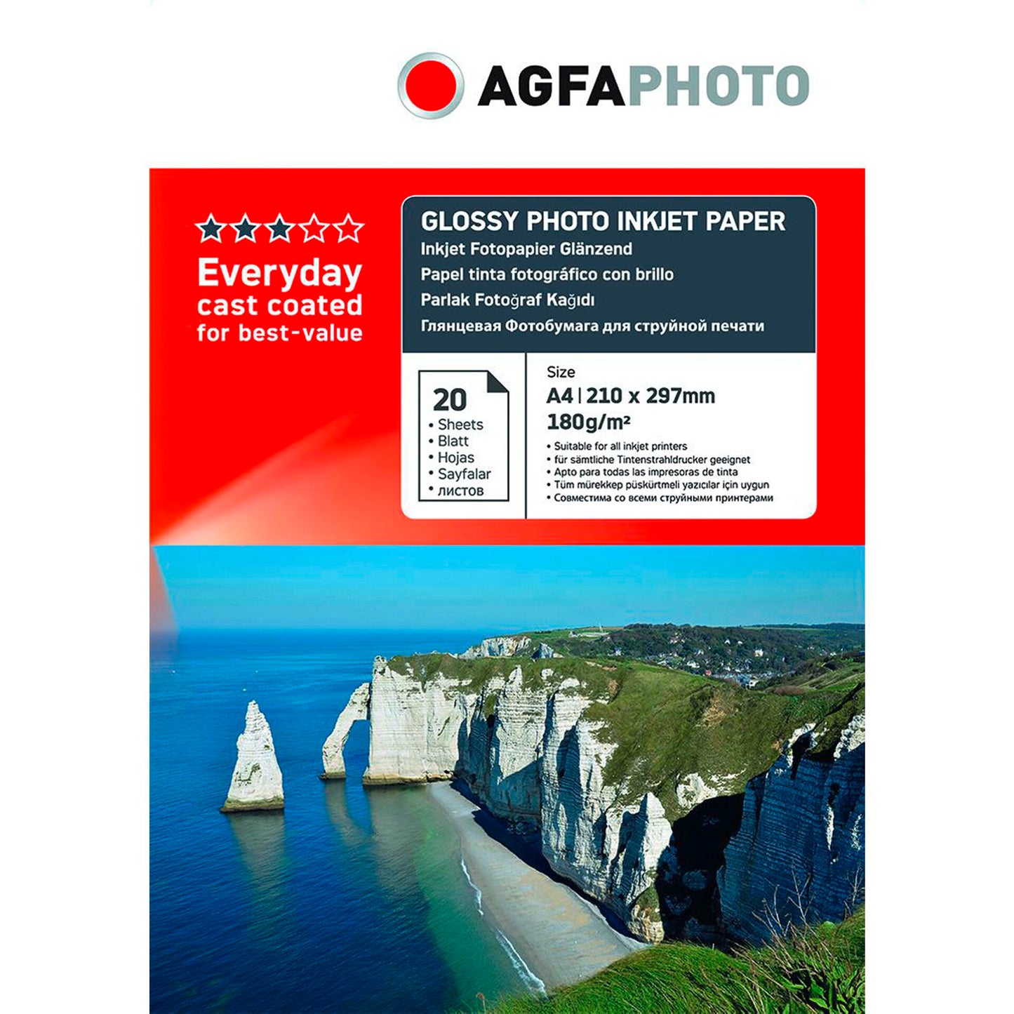 AgfaPhoto Everyday Photo Inkjet Paper Glossy 180 g A 4 20 Sheets
