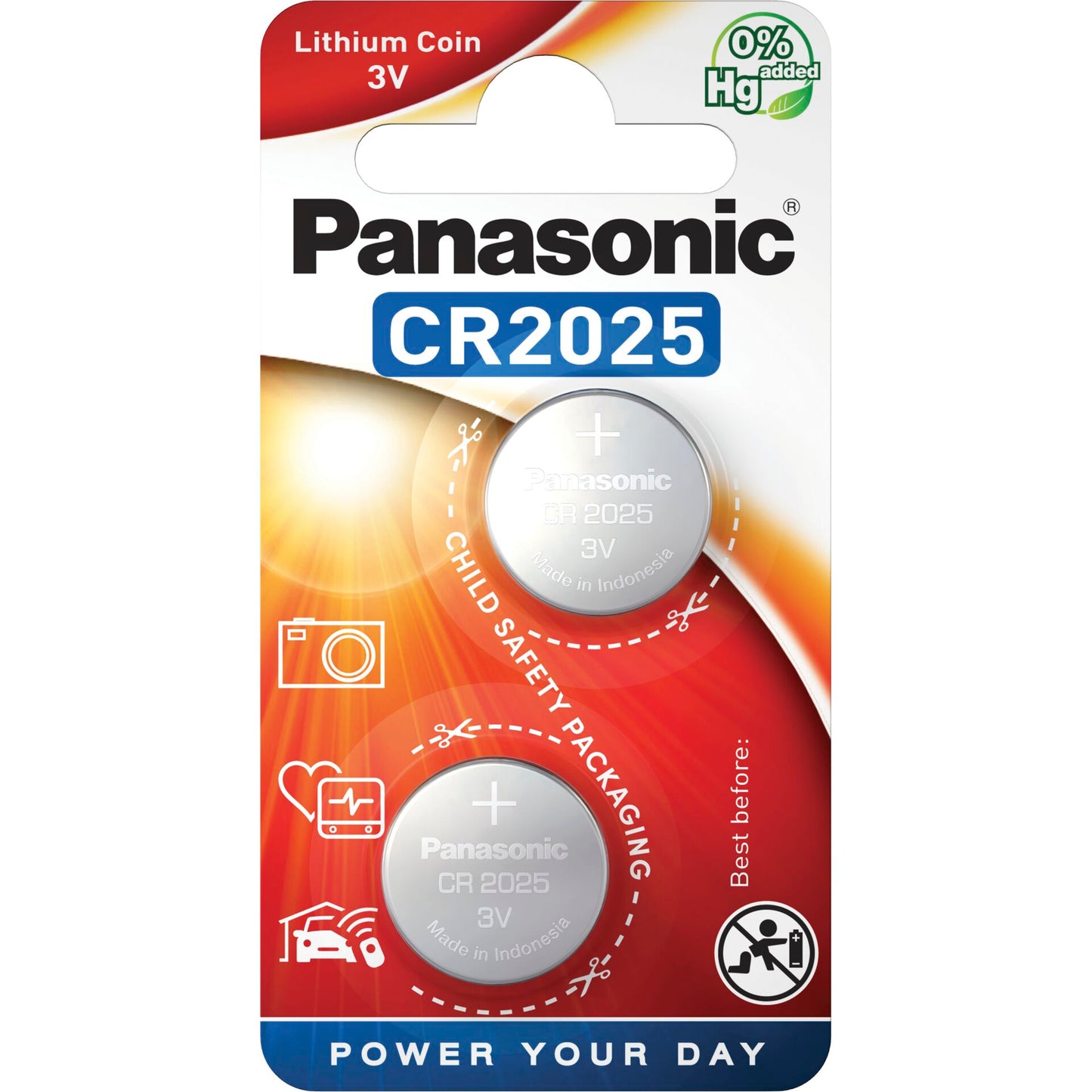 1x2 Panasonic CR 2025 Lithium Power