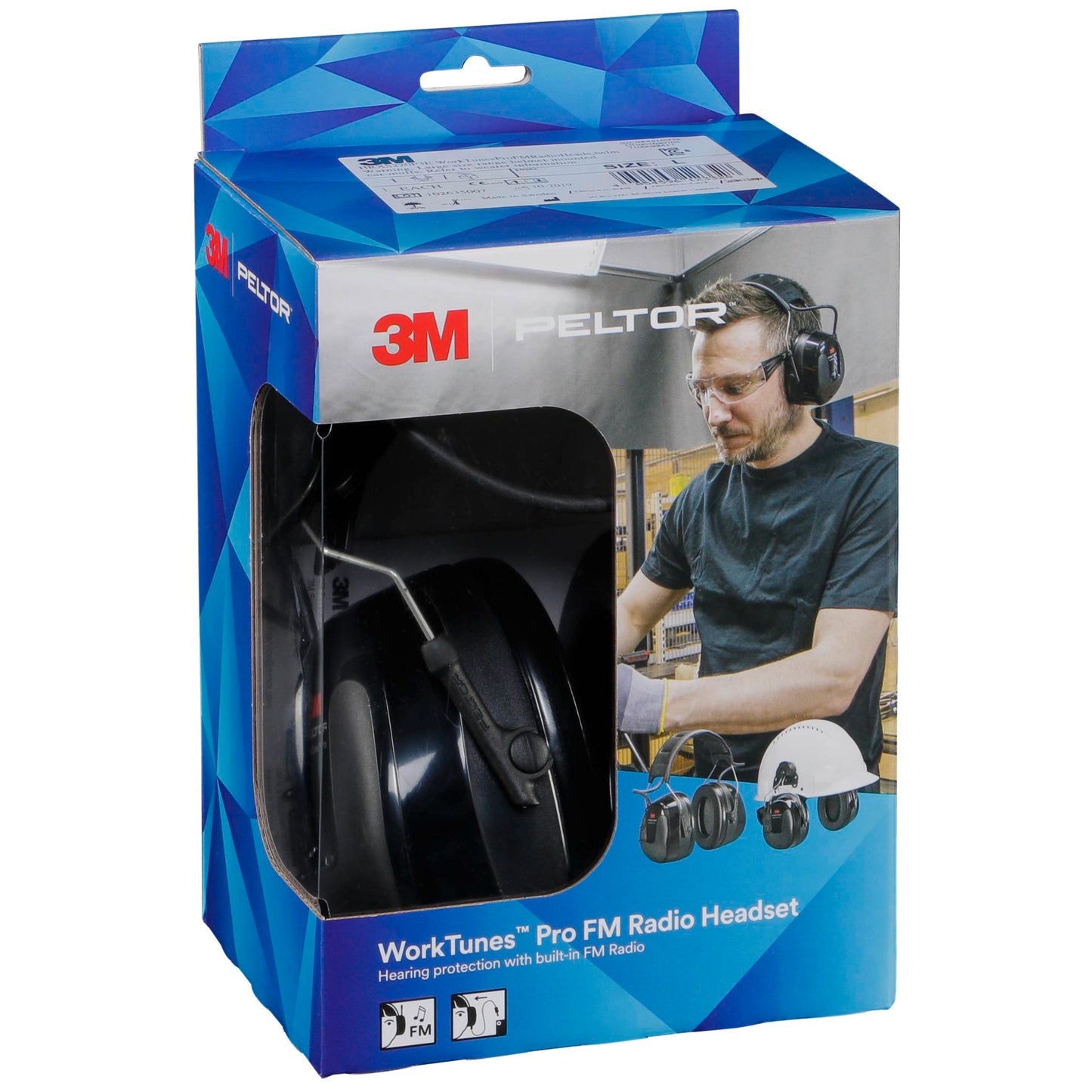 3M Peltor WorkTunes Pro FM Radio Headset Helmet version