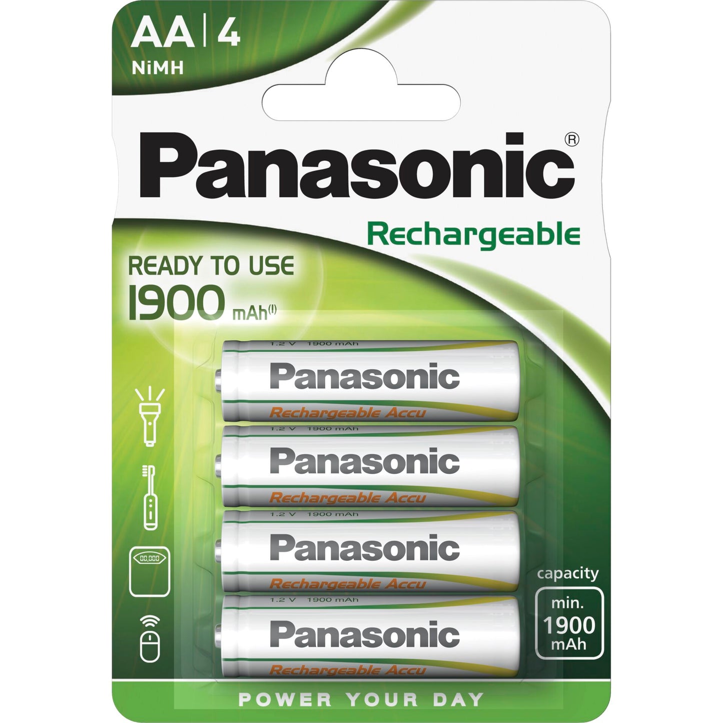 1x4 Panasonic NiMH Mignon Accu AA 1900 mAh Ready to Use