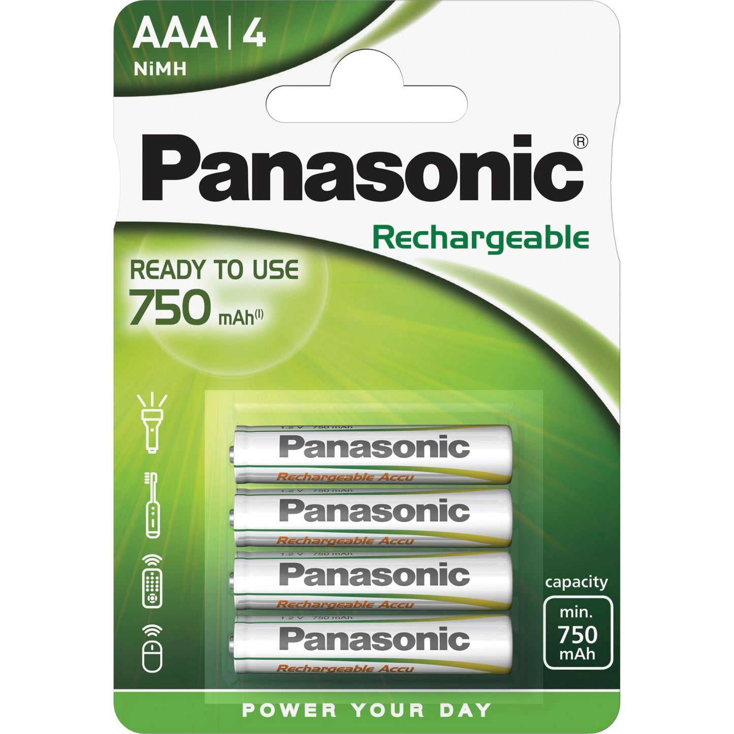 1x4 Panasonic Accu NiMH Micro AAA 750 mAh Rechargeable Evolta
