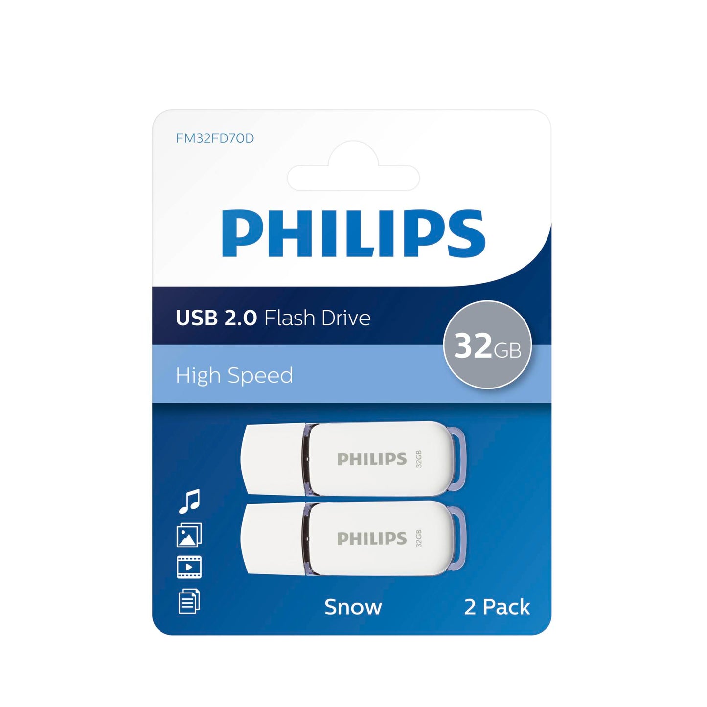 Philips USB 2.0 2-Pack 32GB Snow Edition Shadow Grey