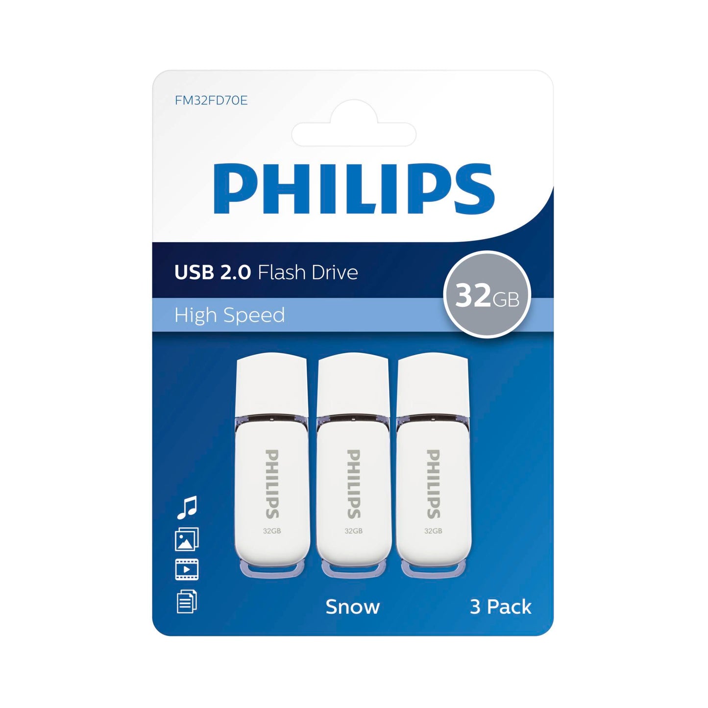 Philips USB 2.0 3-Pack 32GB Snow Edition Shadow Grey