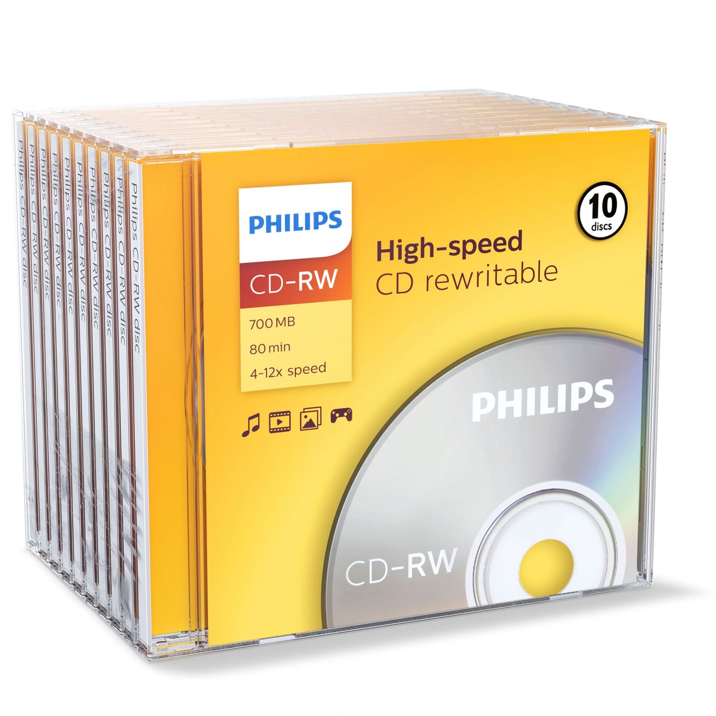 1x10 Philips CD-RW 80Min 700MB 4-12x JC