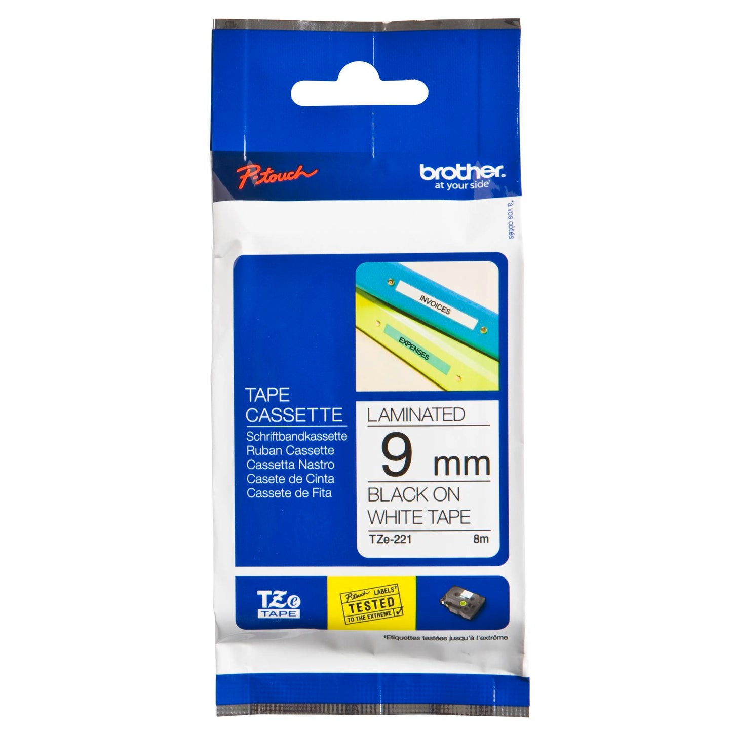 Brother labelling tape TZE-221 white/black 9 mm